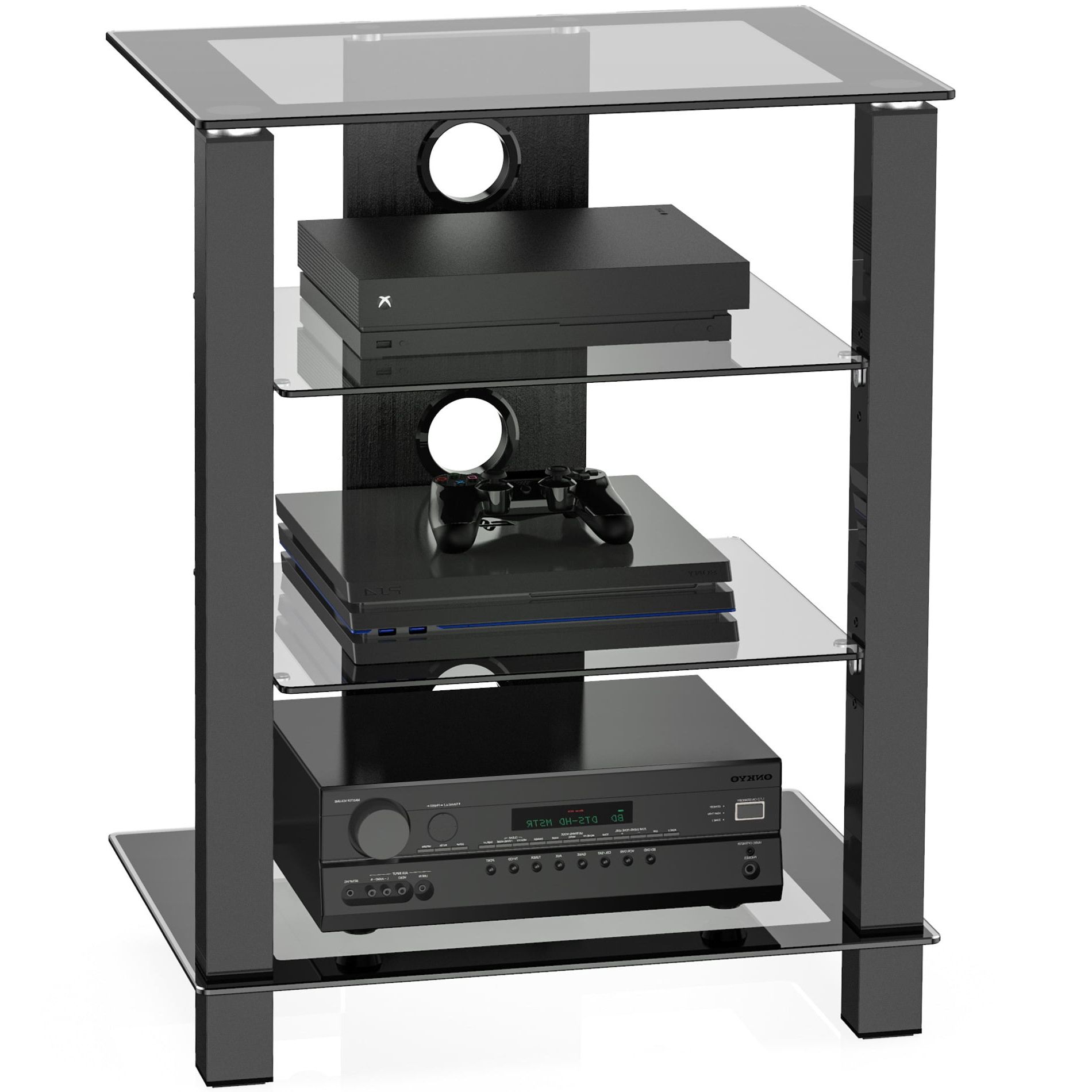Current Fitueyes 4 Tier Av Media Stand Component Cabinet And Hi Fi Rack Audio Regarding Tier Stand Console Cabinets (Photo 8 of 15)