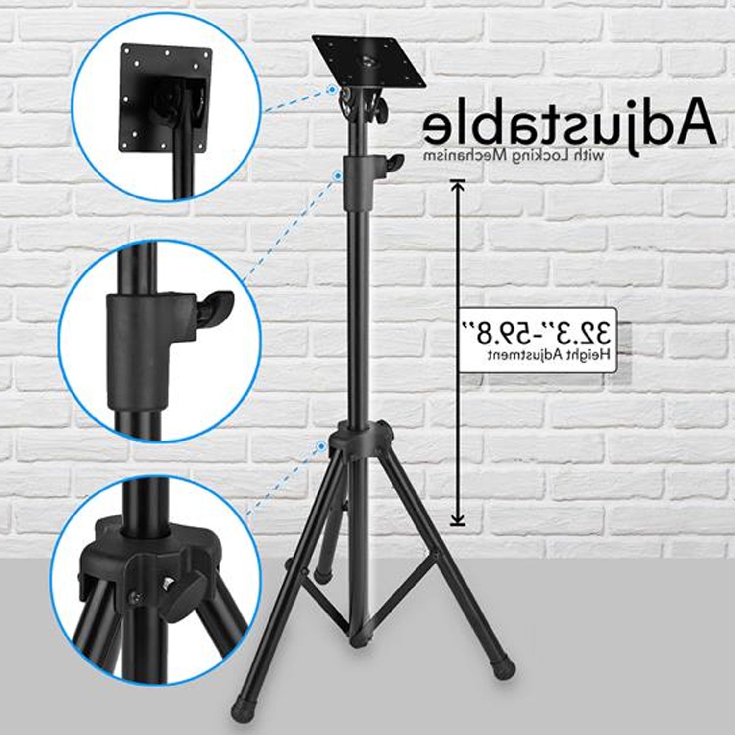 Current Foldable Portable Adjustable Tv Stands Within Pyle Foldable Portable Adjustable Height Steel Tripod Flatscreen Tv (View 3 of 15)
