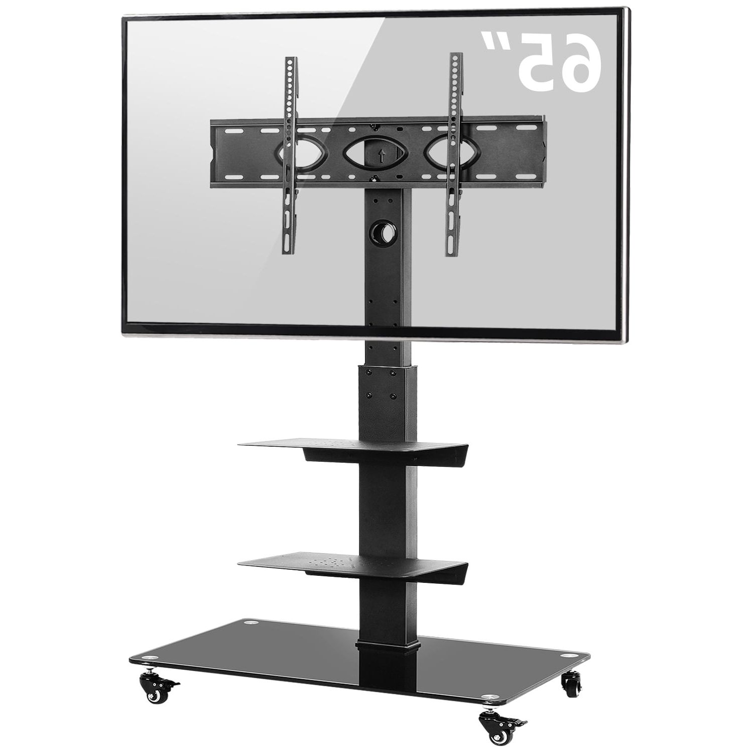 Current Modern Rolling Tv Stands Pertaining To Modern Mobile Tv Cart Rolling Tv Stand On Wheels For Tv Up To  (View 13 of 15)