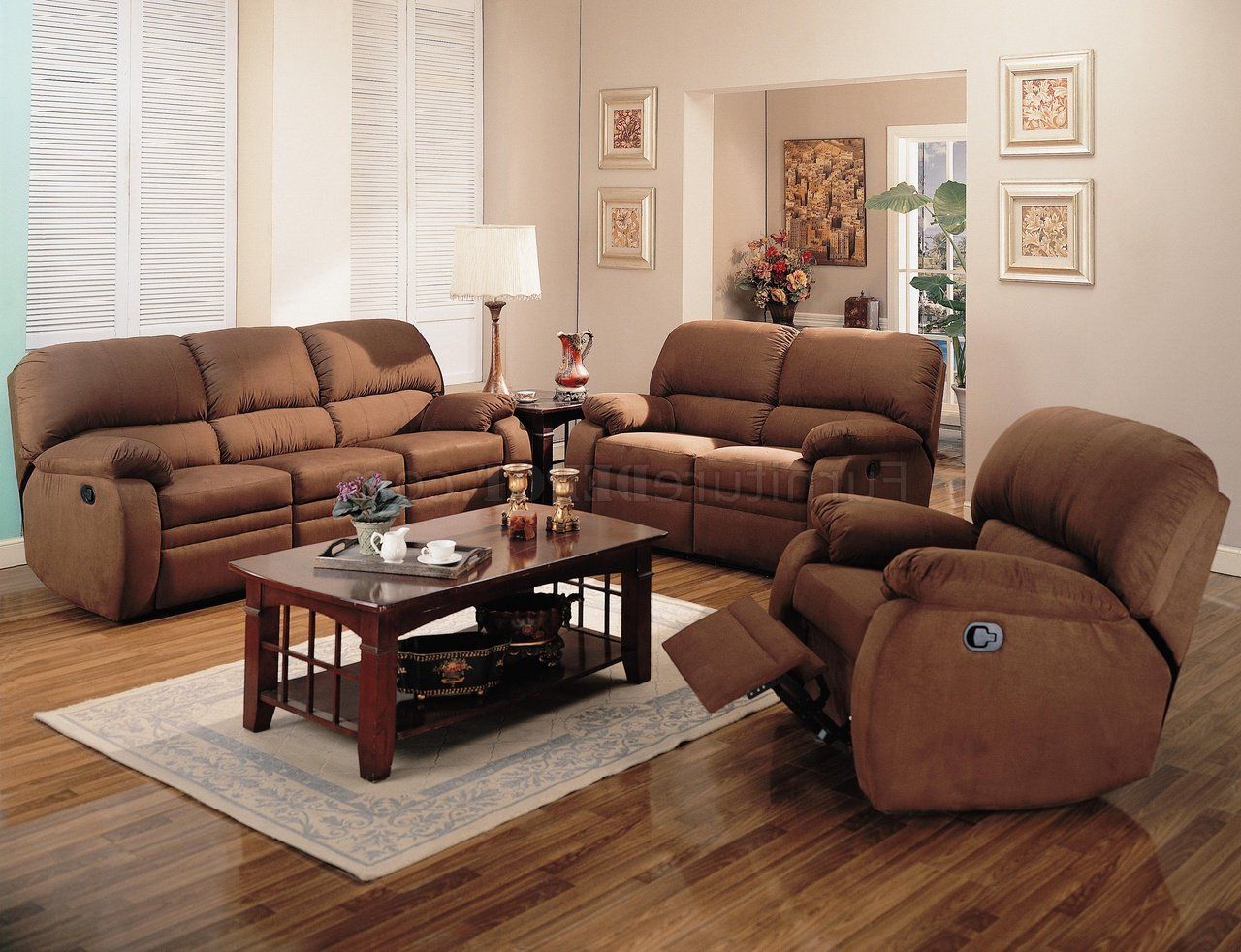 Current Soft Chocolate Microfiber Reclining Living Room Sofa W/options Pertaining To 2 Tone Chocolate Microfiber Sofas (View 7 of 15)