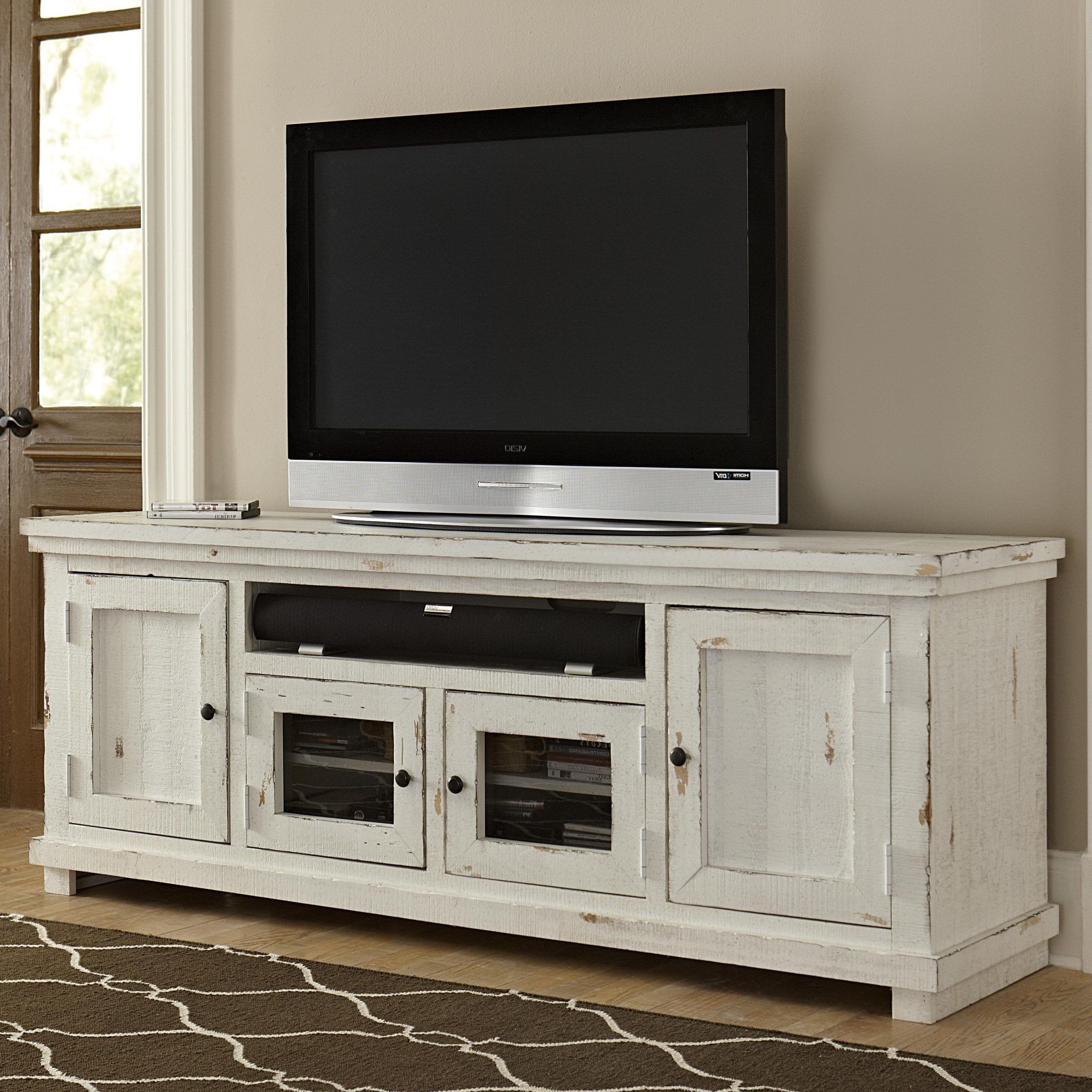 Current White Tv Stands Entertainment Center With Distressed White 3 Piece Rustic Entertainment Center – Willow (Photo 1 of 15)