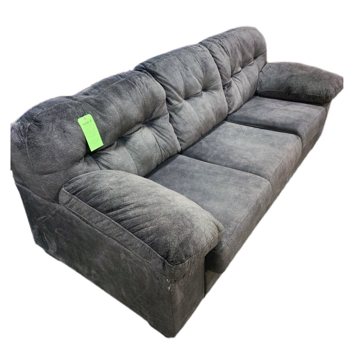Dark Gray Microfiber 3 Seat Sofa Pertaining To Well Liked Dark Grey Polyester Sofa Couches (View 12 of 15)