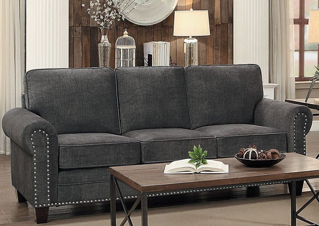 Dark Grey Polyester Sofa Couches In Widely Used Cornelia Dark Grey Sofa – 1stopbedrooms (View 9 of 15)