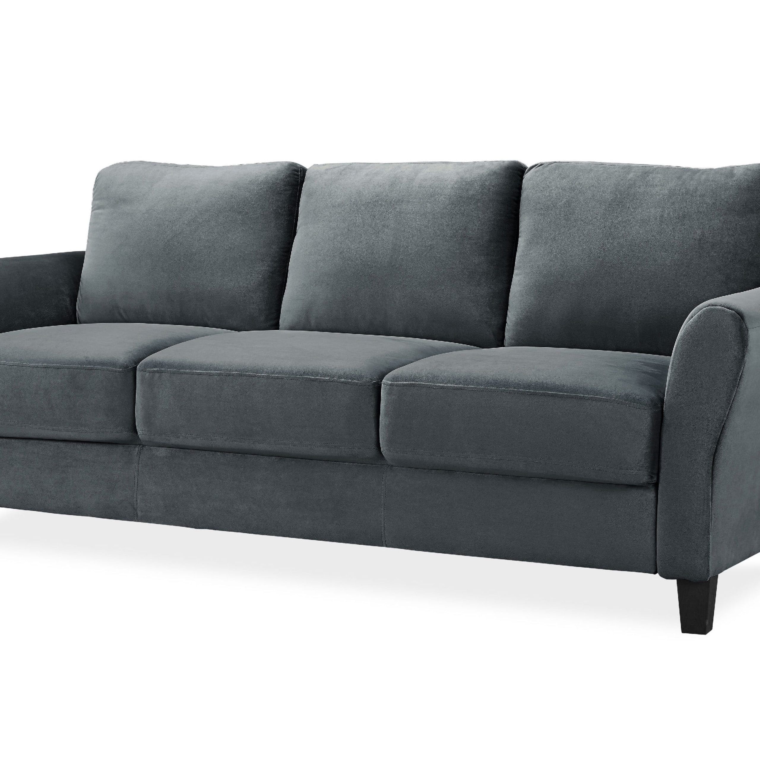 Dark Grey Polyester Sofa Couches Regarding Preferred Lifestyle Solutions Alexa Sofa, Dark Grey Microfiber – Walmart (View 7 of 15)