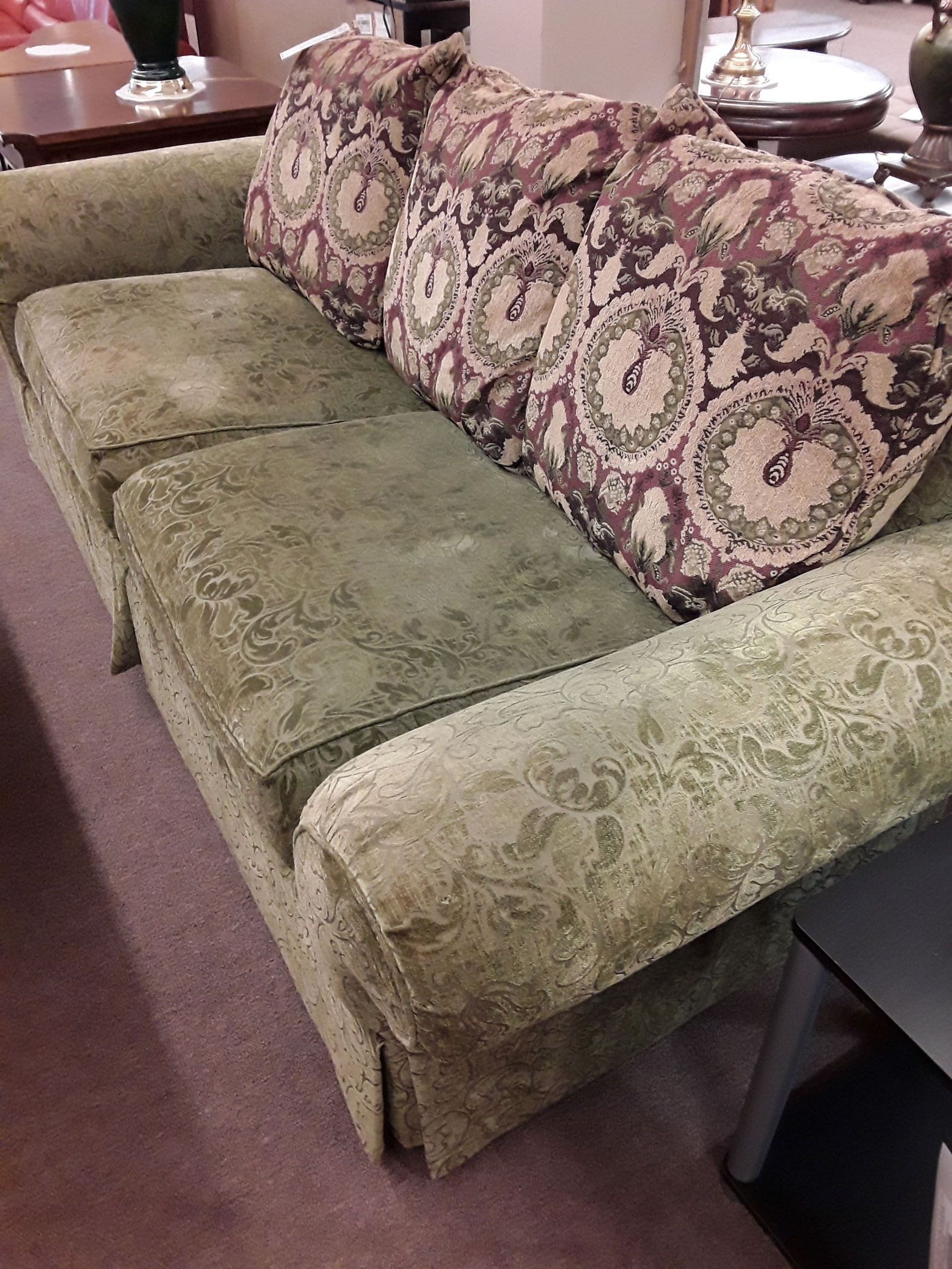 Delmarva Furniture Consignment For Sofas With Pillowback Wood Bases (View 2 of 15)
