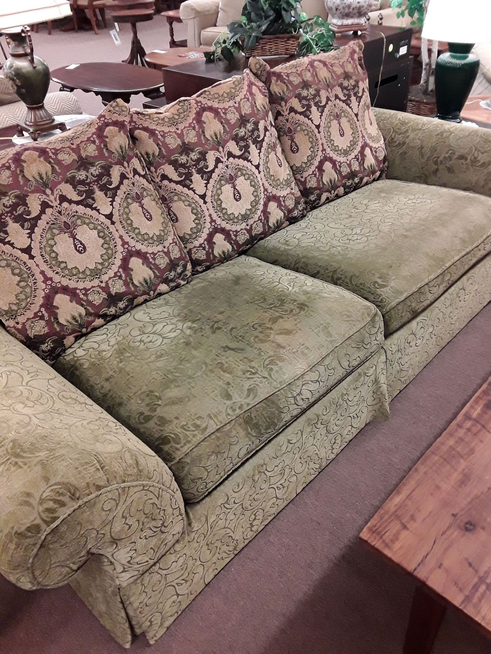 Delmarva Furniture Consignment Intended For Well Known Sofas With Pillowback Wood Bases (View 3 of 15)