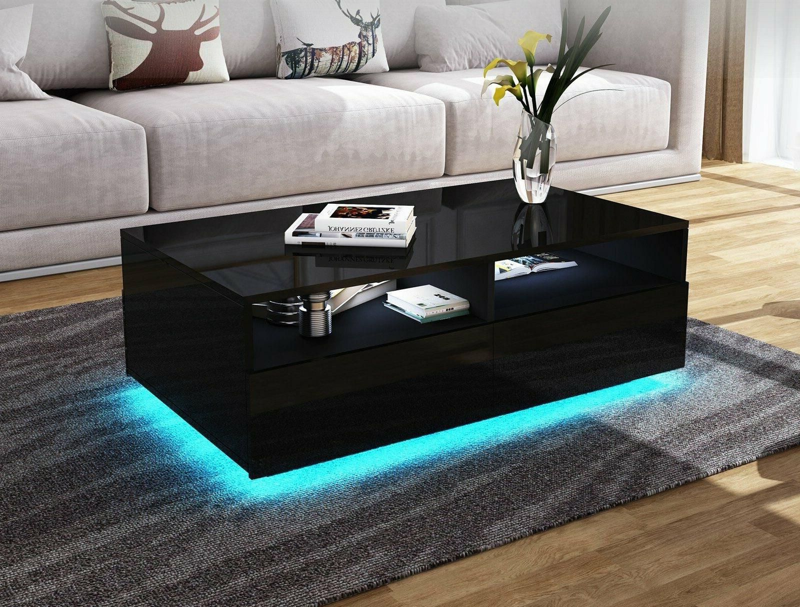 Ebay Intended For Preferred Coffee Tables With Drawers And Led Lights (View 6 of 15)