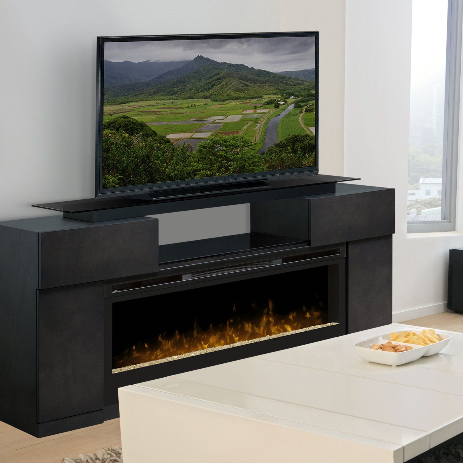 Electric With Fashionable Modern Fireplace Tv Stands (View 7 of 15)