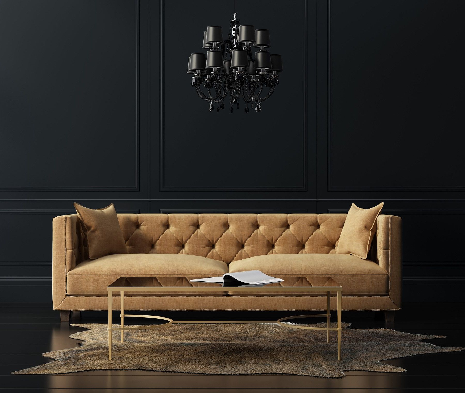 Elegant Beige Velvet Sofas Within Fashionable Elegant Interior, Living Room With Beige Velvet Sofa – Smi (Photo 1 of 15)