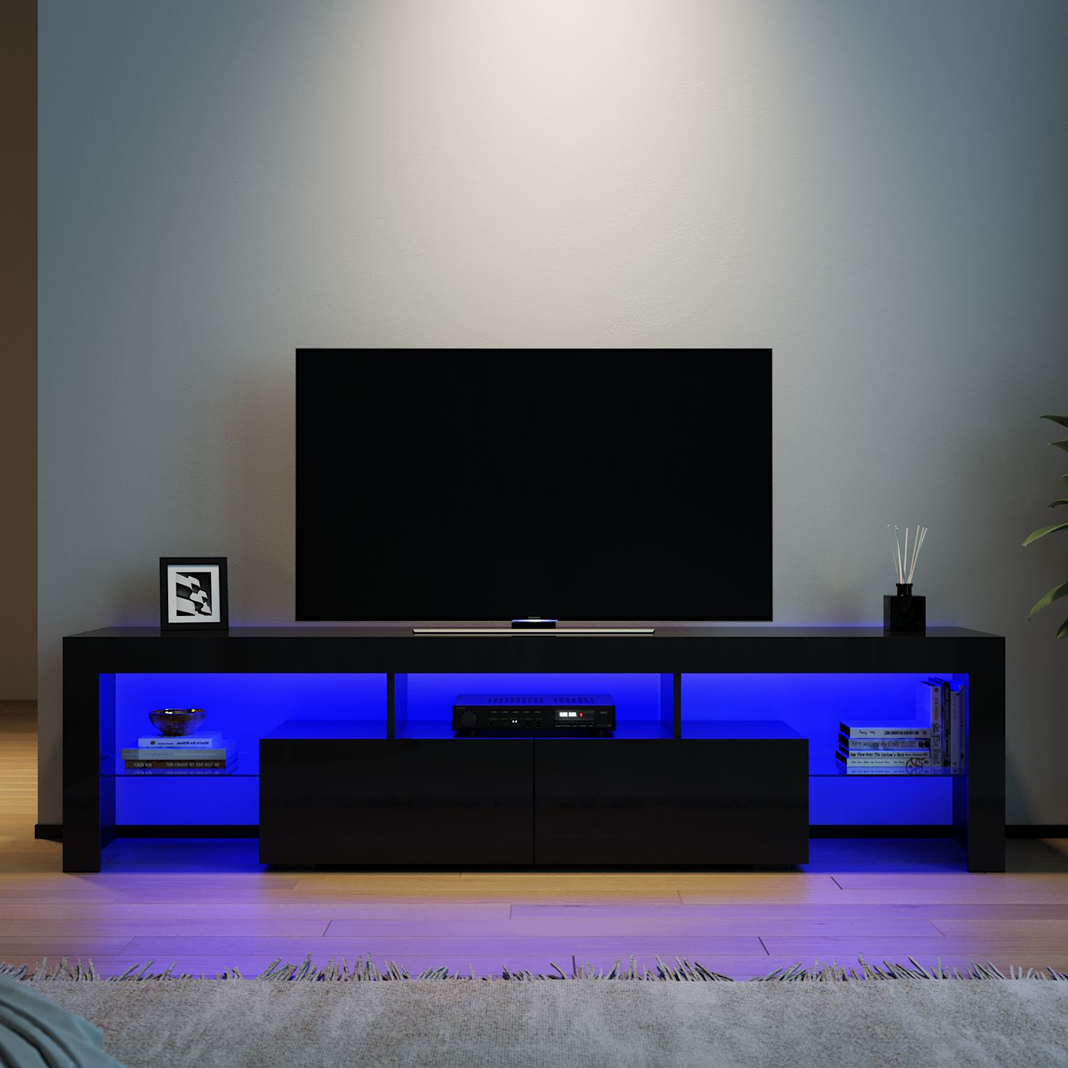 Elegant Tv Cabinet Led Entertainment Units Storage Stand Black Rgb Led Throughout Widely Used Rgb Tv Entertainment Centers (Photo 1 of 15)
