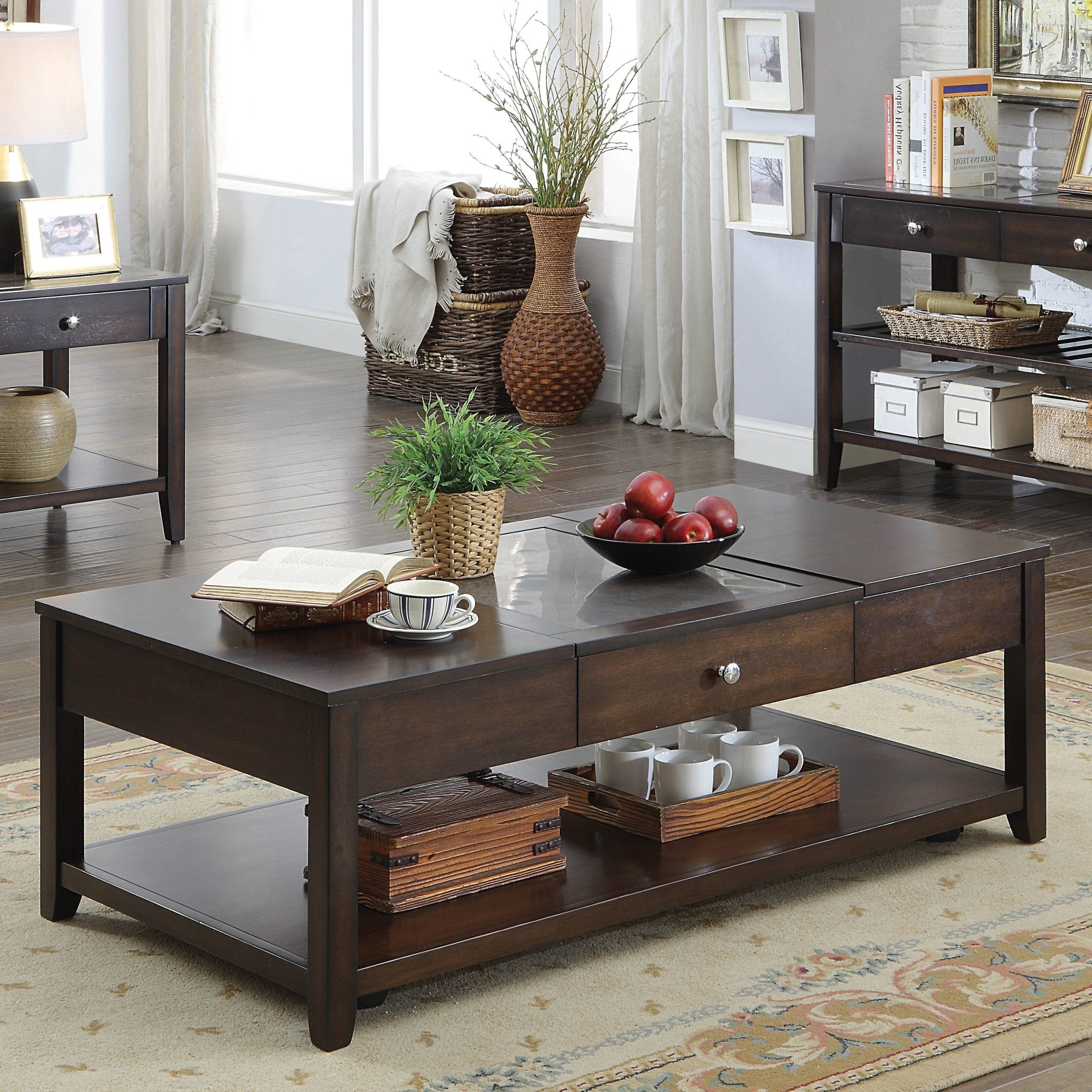 Espresso Wood Finish Coffee Tables For Latest Espresso Coffee Table And End Tables – Includes 1 End Table (View 2 of 15)