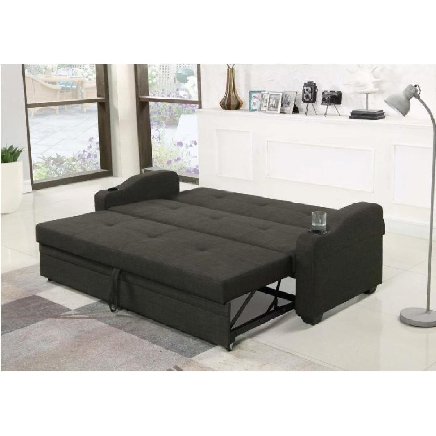 Famous 3 In 1 Gray Pull Out Sleeper Sofas Intended For Charcoal Grey Pull Out Sleeper Sofa – Aptdeco (Photo 14 of 15)