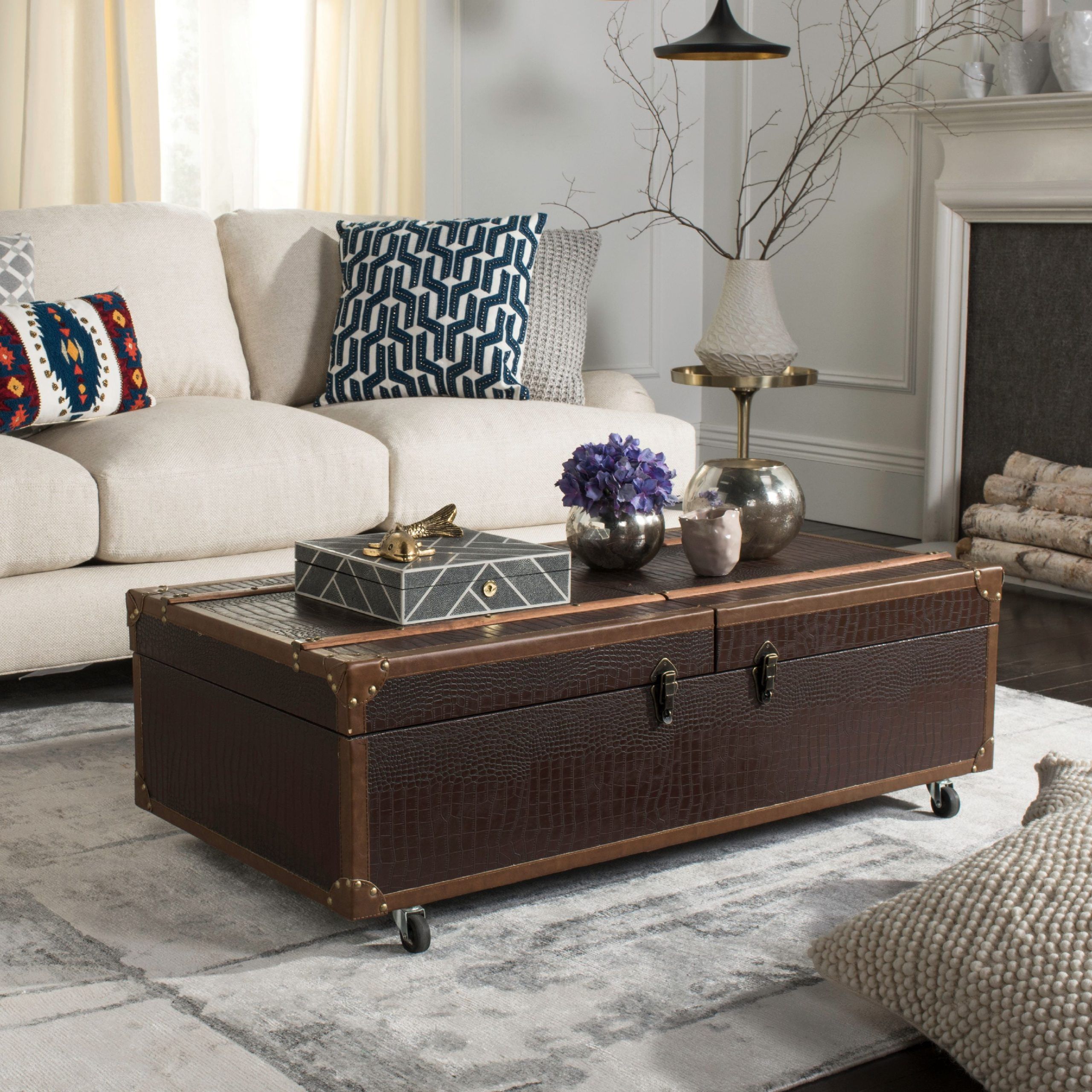 Famous Coffee Tables With Storage Pertaining To Safavieh Zoe Modern Animal Print Storage Coffee Table With Wine Rack (Photo 1 of 15)