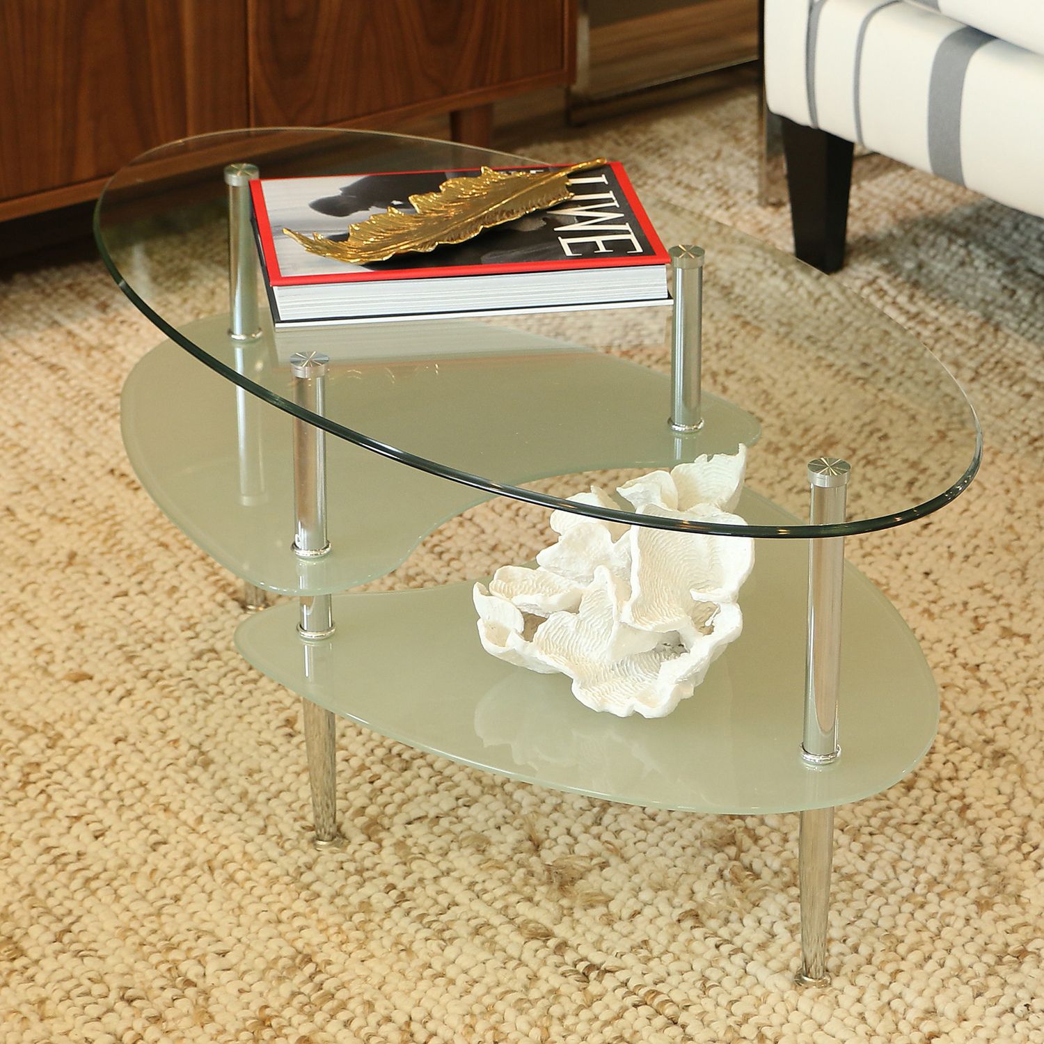 Famous Oval Glass Coffee Tables For Oval Glass Coffee Table With Chrome Legs – Pier1 Imports (View 10 of 15)