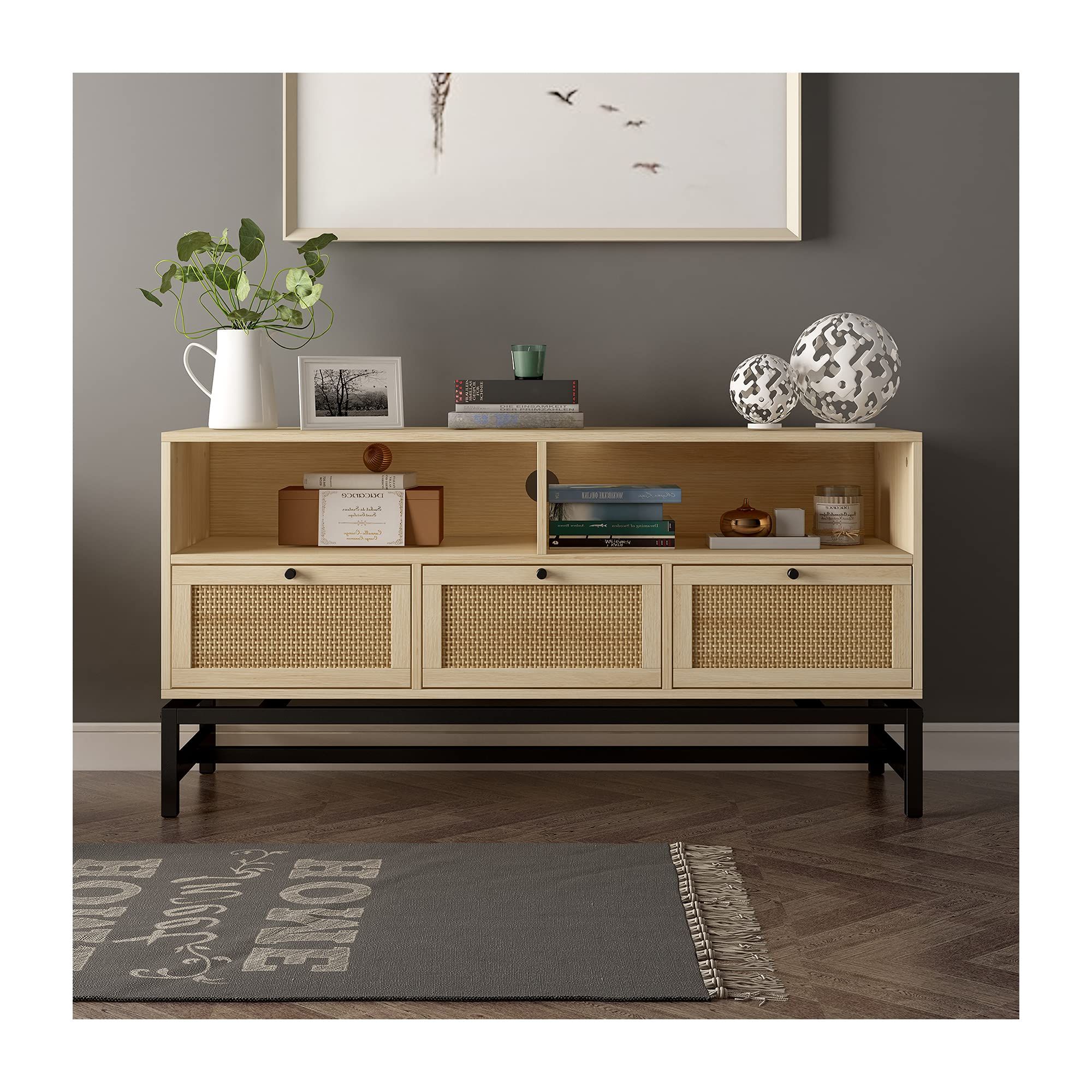 Farmhouse Rattan Tv Stands Regarding 2019 Buy Rattan Tv Stand Farmhouse Tv Cabinet Suitable For Tvs Up To 50 (Photo 8 of 15)