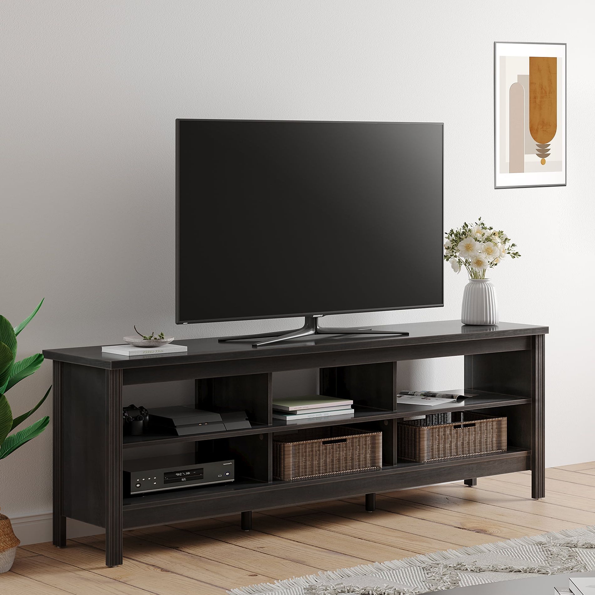 Farmhouse Tv Stand For Tvs Up To 75" Tv Entertainment Center Media Pertaining To Well Known Farmhouse Tv Stands For 70 Inch Tv (Photo 8 of 15)