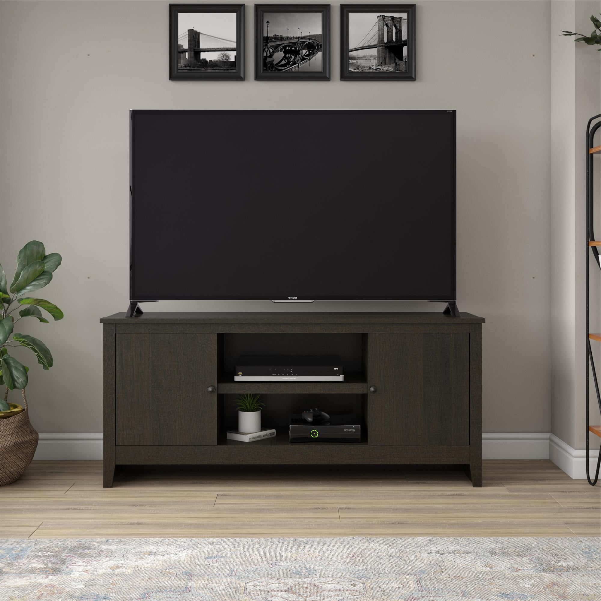 Fashionable Cafe Tv Stands With Storage Regarding Mainstays 65" Television Stand Espresso – Walmart (Photo 4 of 15)