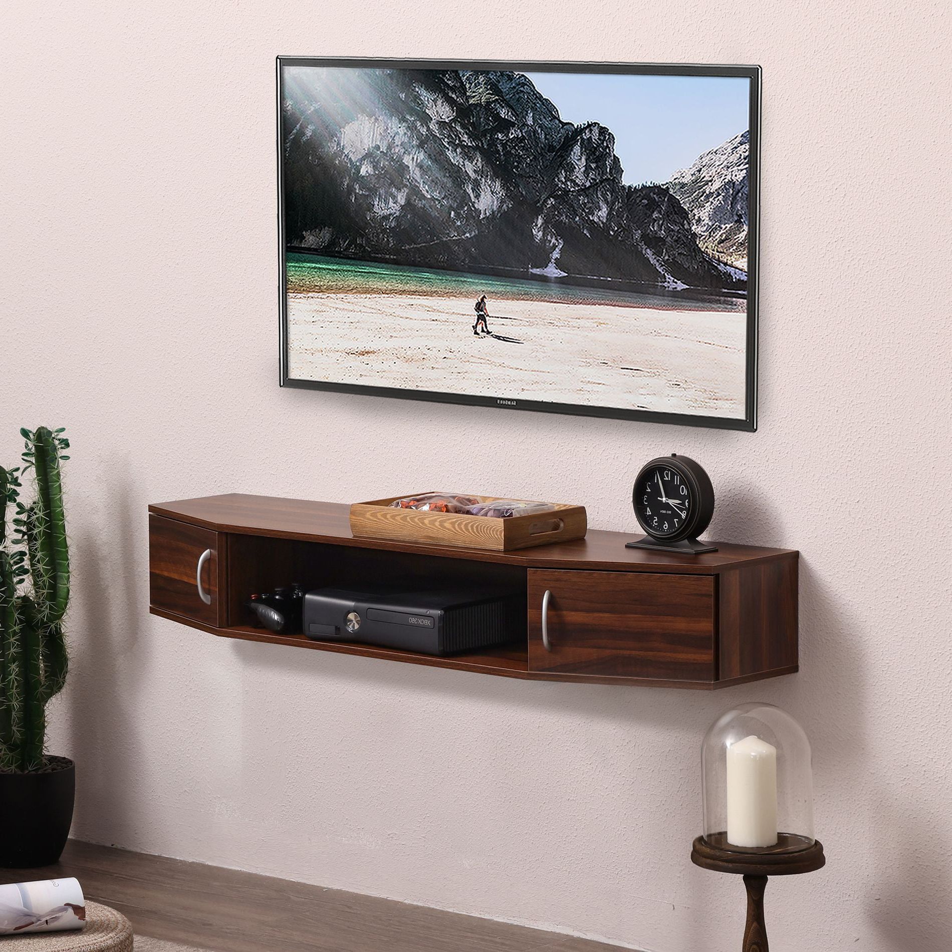 Fashionable Floating Stands For Tvs Regarding Fitueyes Floating Tv Stand Wall Mounted Entertainment Center Media (Photo 14 of 15)