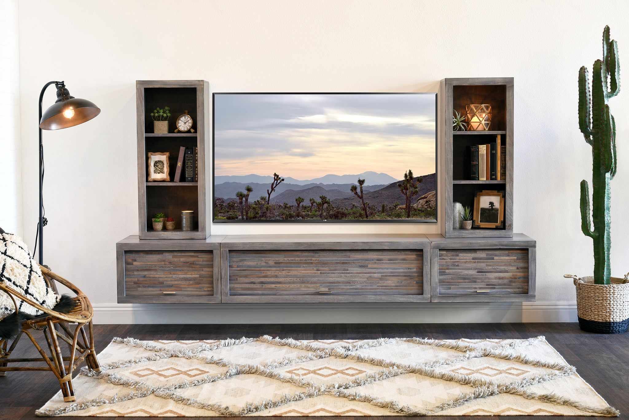 Fashionable Gray Floating Tv Stand Modern Wall Mount Entertainment Center – Eco Ge Inside Wall Mounted Floating Tv Stands (Photo 7 of 15)