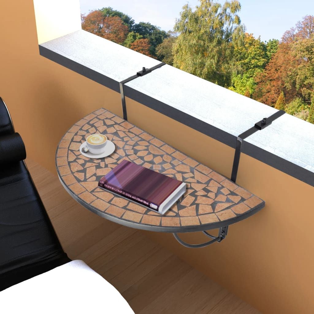 Fashionable Hanging Balcony Table Terracotta Mosaic – Turpentine And Oak With Coffee Tables For Balconies (View 15 of 15)