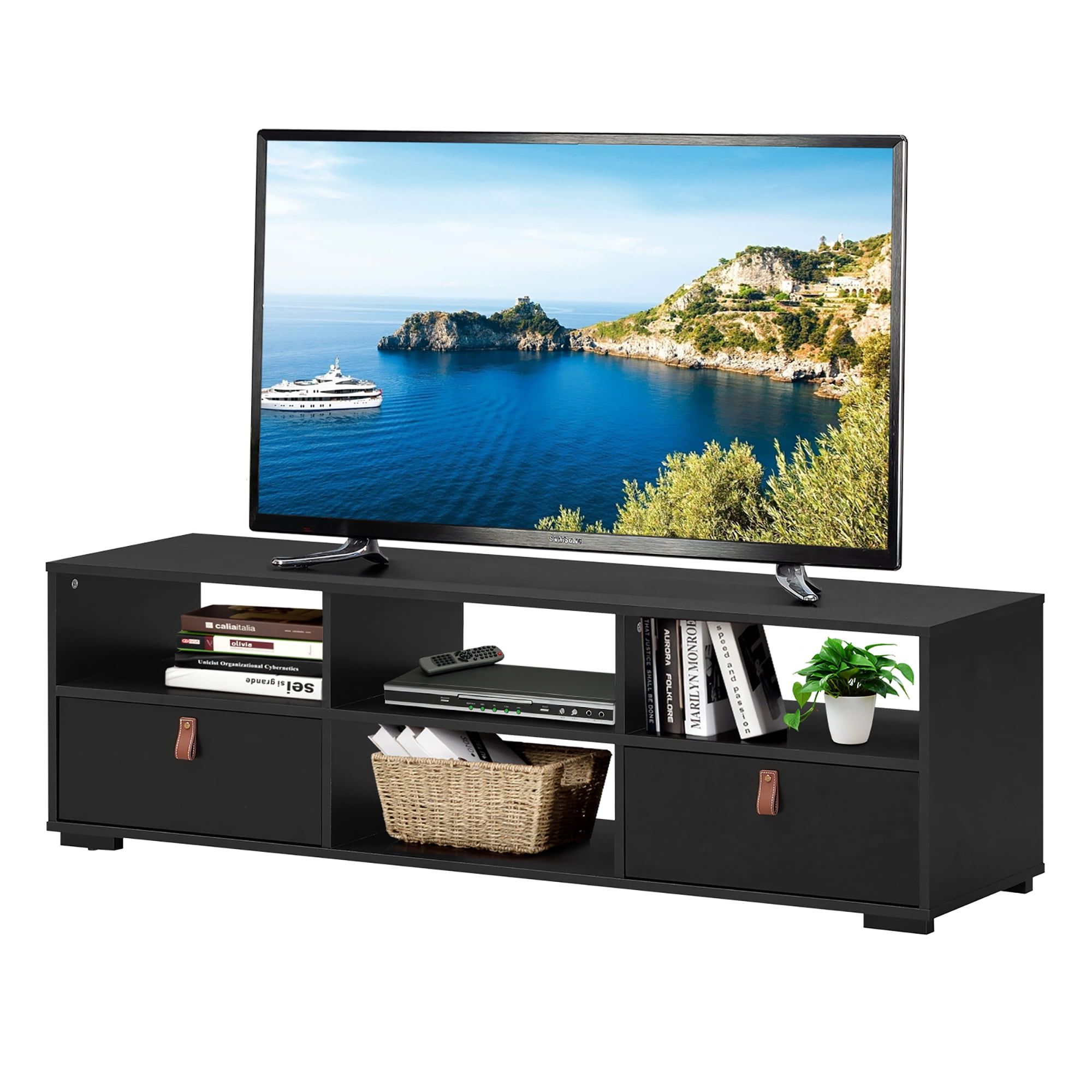 Fashionable Media Entertainment Center Tv Stands With Costway Tv Stand Entertainment Media Center Console For Tv's Up To  (View 4 of 15)