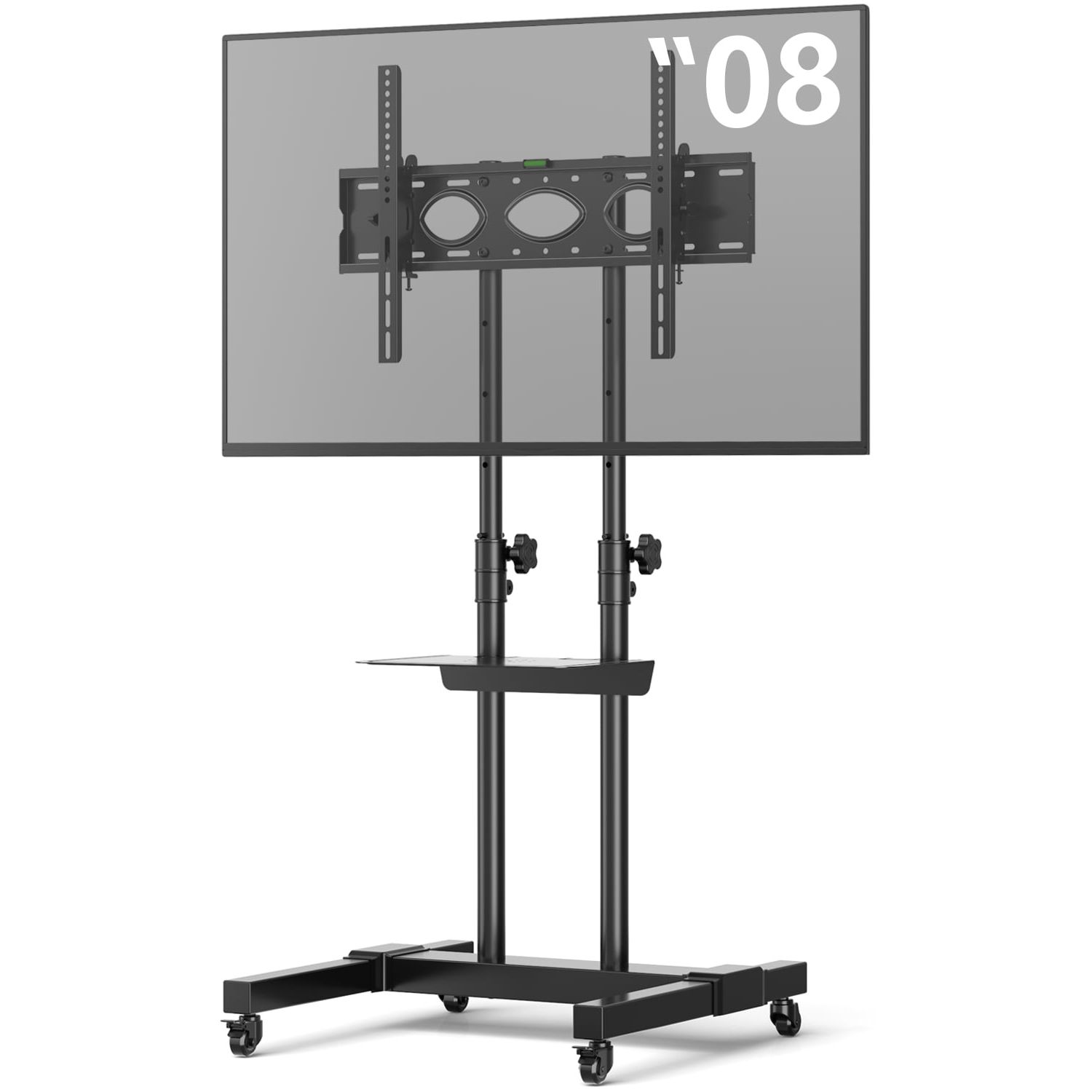 Fashionable Modern Rolling Tv Stands Pertaining To Modern Black Large Rolling Tv Stand For 32 To 80 Inch Tvs Black Metal (View 14 of 15)