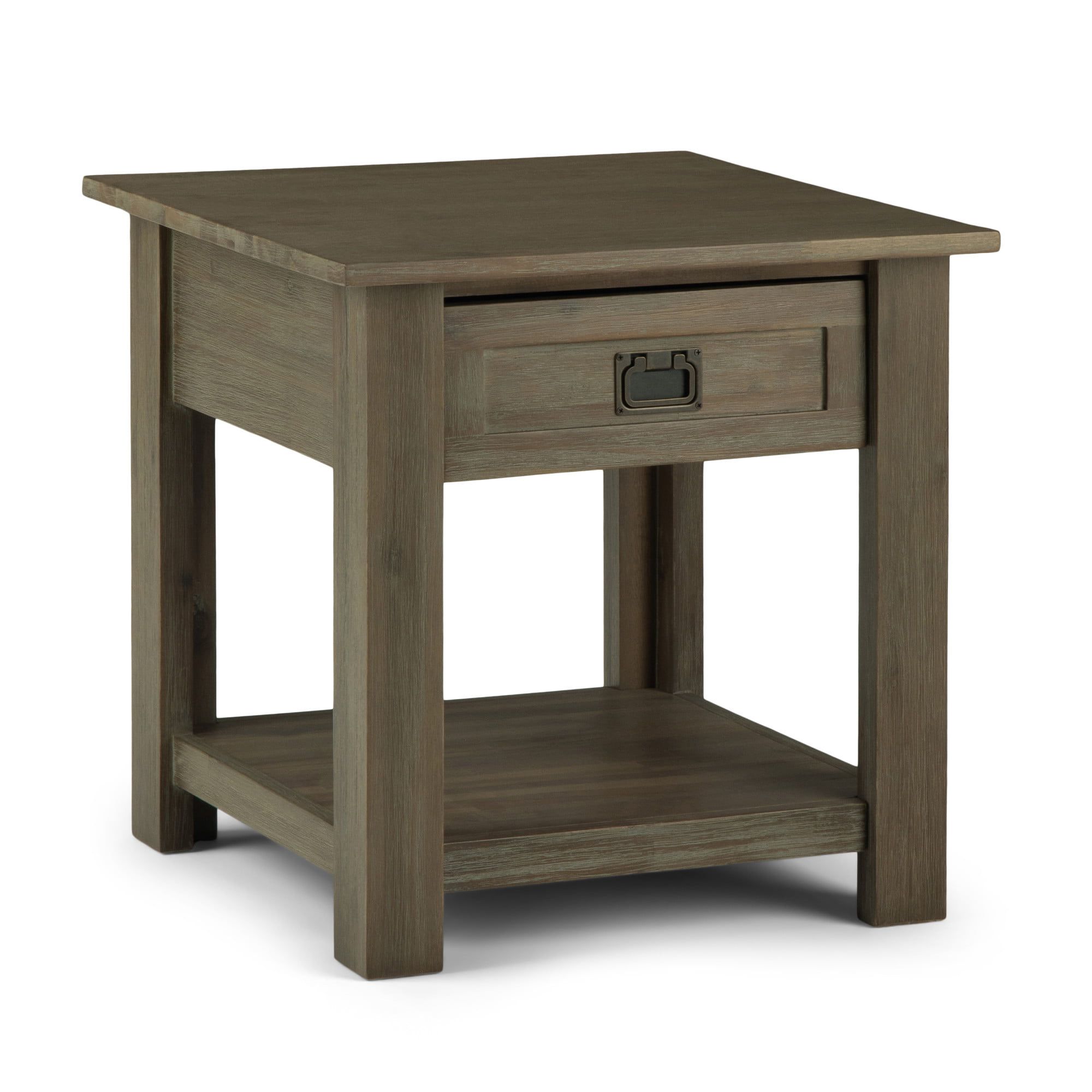 Fashionable Rustic Gray End Tables With Brooklyn + Max Sullivan Solid Acacia Wood 22 Inch Wide Square Rustic (Photo 9 of 15)
