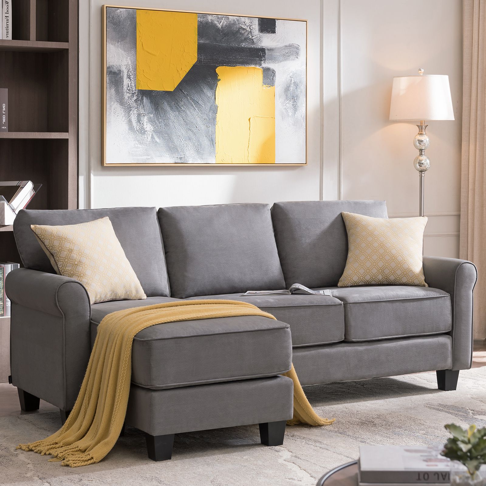 Fashionable Sectional Sofa Convertible Couch L Shape Sofa Couch 3 Seat Dusty Grey Regarding 3 Seat Convertible Sectional Sofas (View 2 of 15)