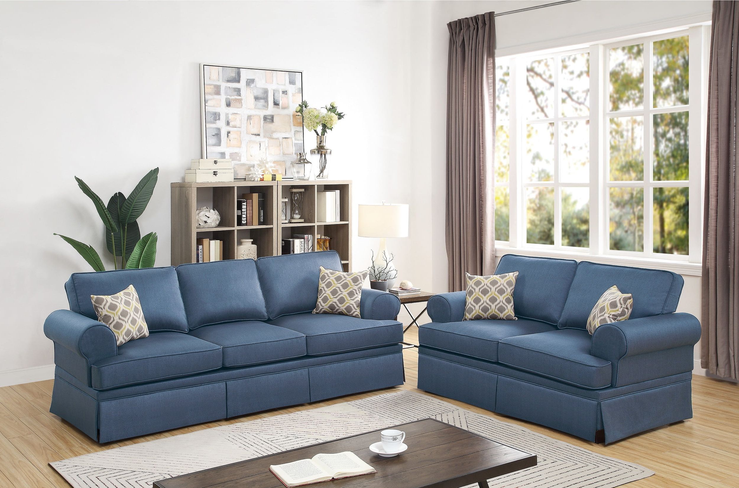 Fashionable Sofas In Blue Intended For Classic Comfort Cozy Living Room 2pc Sofa Set Sofa And Loveseat Blue (View 5 of 15)
