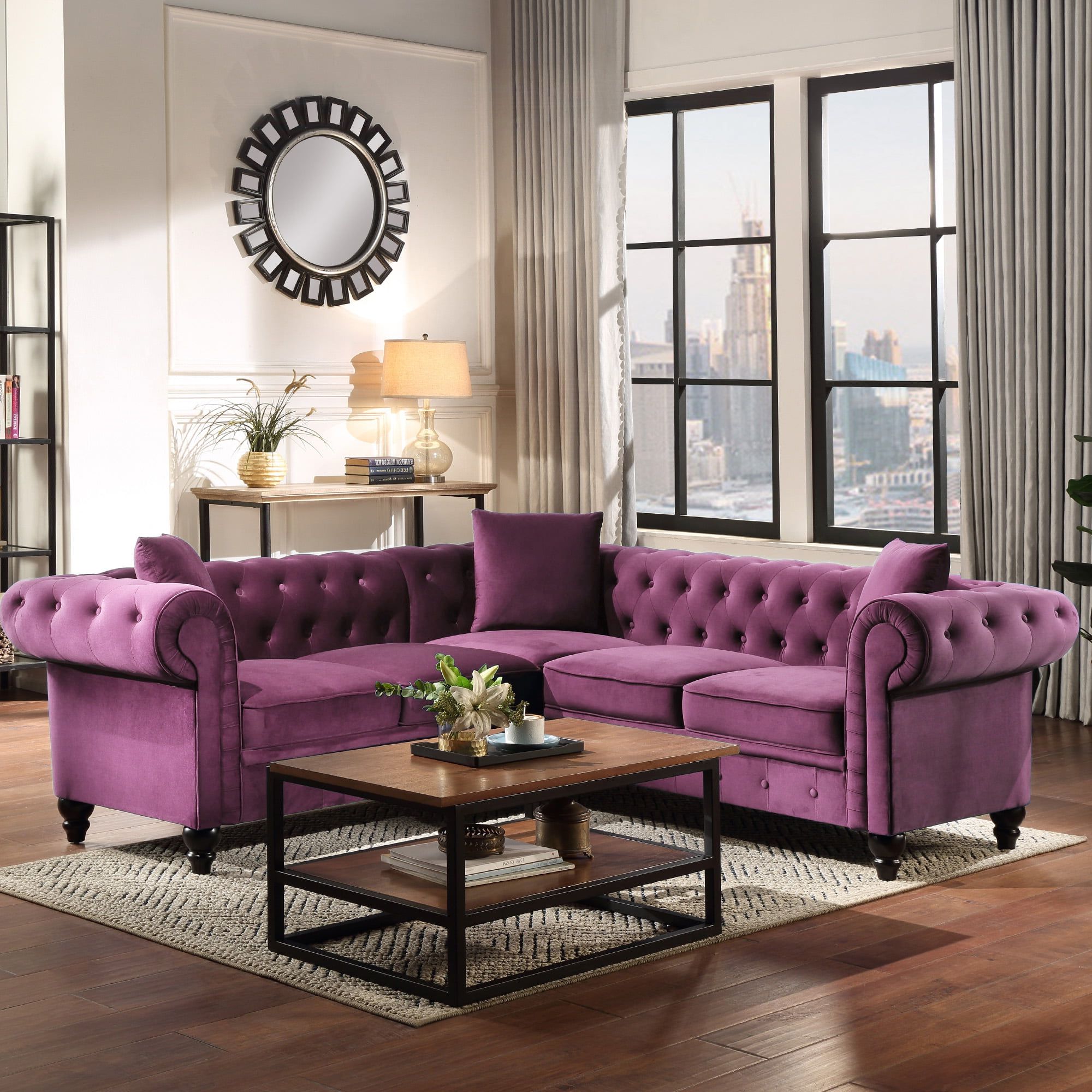 Fashionable Tufted Upholstered Sofas In High End Living Room Chesterfield Sofa, 80'' Classic Velvet Rolled Arm (Photo 13 of 15)
