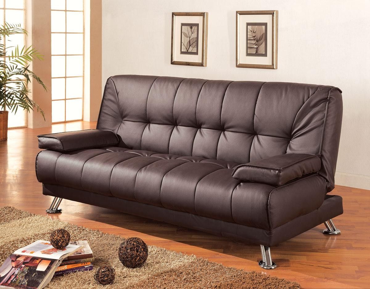 Faux Leather Convertible Sofa Bed With Removable Armrests – 300148 From Within Preferred 8 Seat Convertible Sofas (Photo 14 of 15)