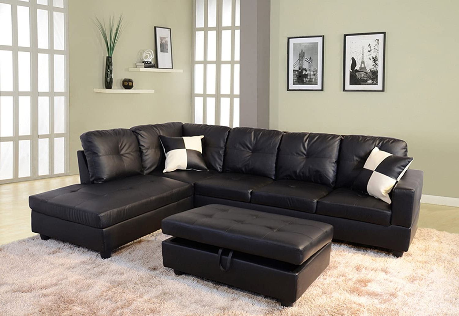 Faux Leather Sectional Sofa Sets For Popular Dae Right Facing Sectional Sofa, L Shape Faux Leather Sectional Sofa (View 15 of 15)