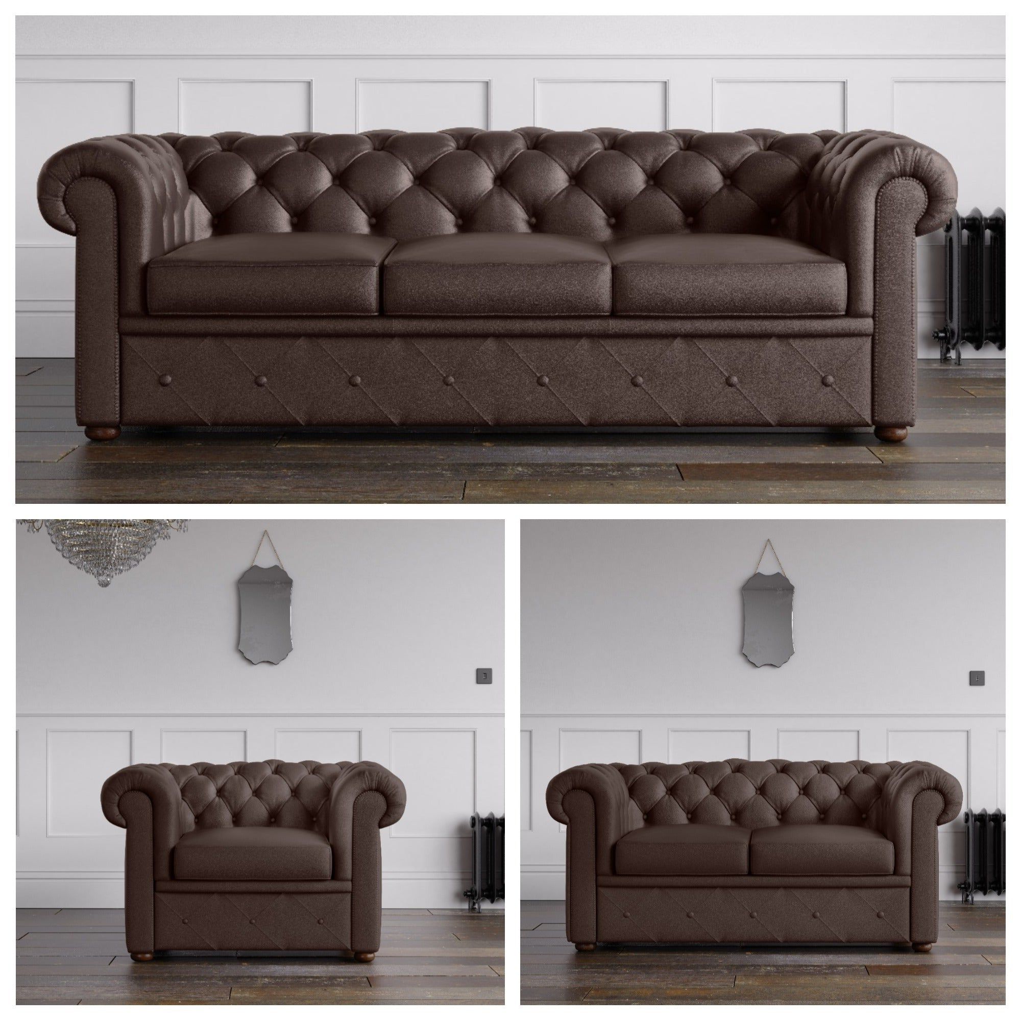 Faux Leather Sofas In Chocolate Brown Throughout Most Recently Released Chesterfield Faux Leather Sofa Chocolate – Endure Fabrics (Photo 1 of 15)