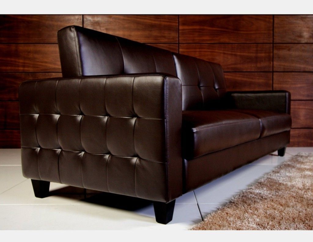 Faux Leather Sofas In Dark Brown With Recent Tufted Faux Leather Sofa Bedfits In With Both Your Traditional And (View 9 of 15)