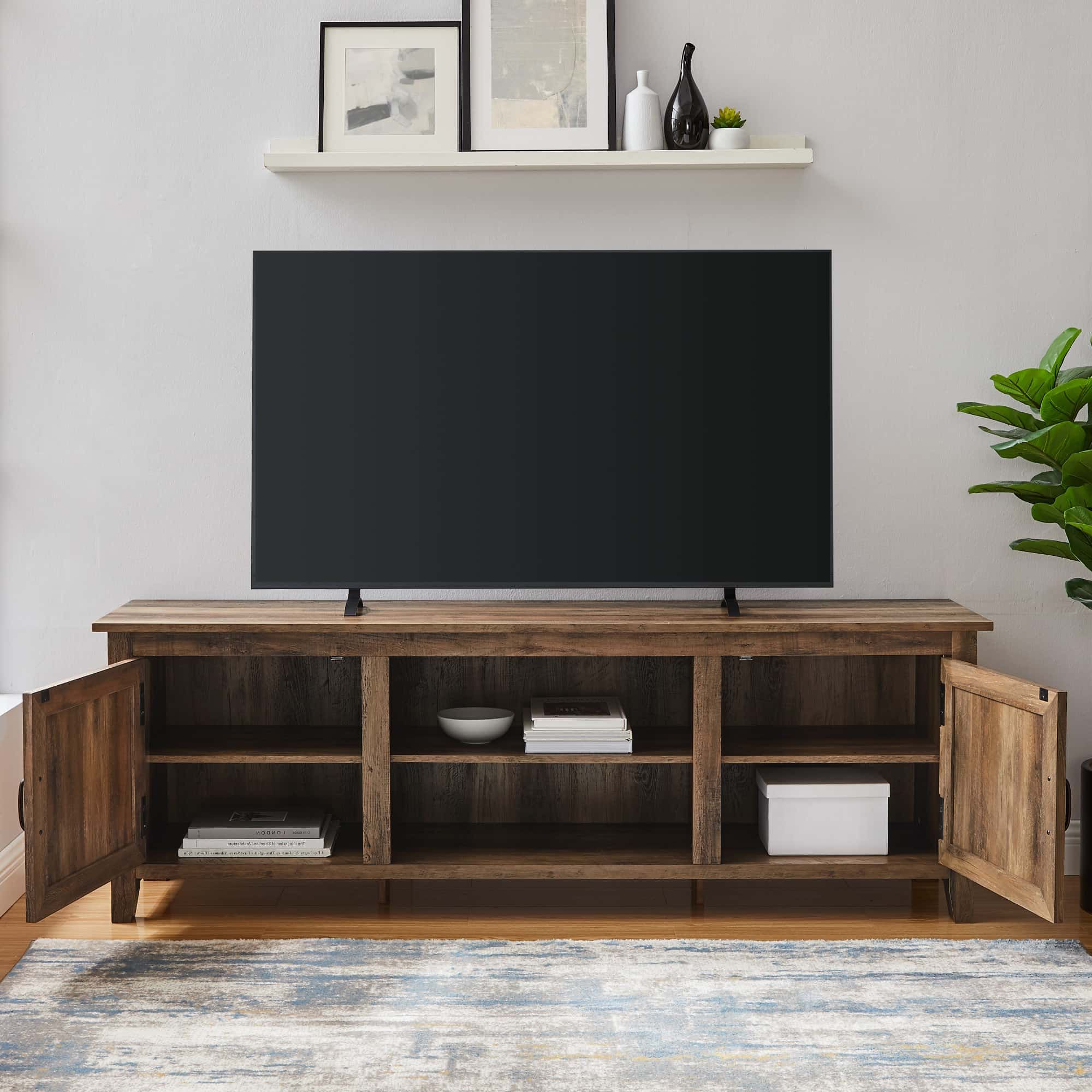 Favorite 70 Inch Modern Farmhouse Wood Tv Stand – Rustic Oakwalker Edison In Farmhouse Tv Stands For 70 Inch Tv (View 4 of 15)