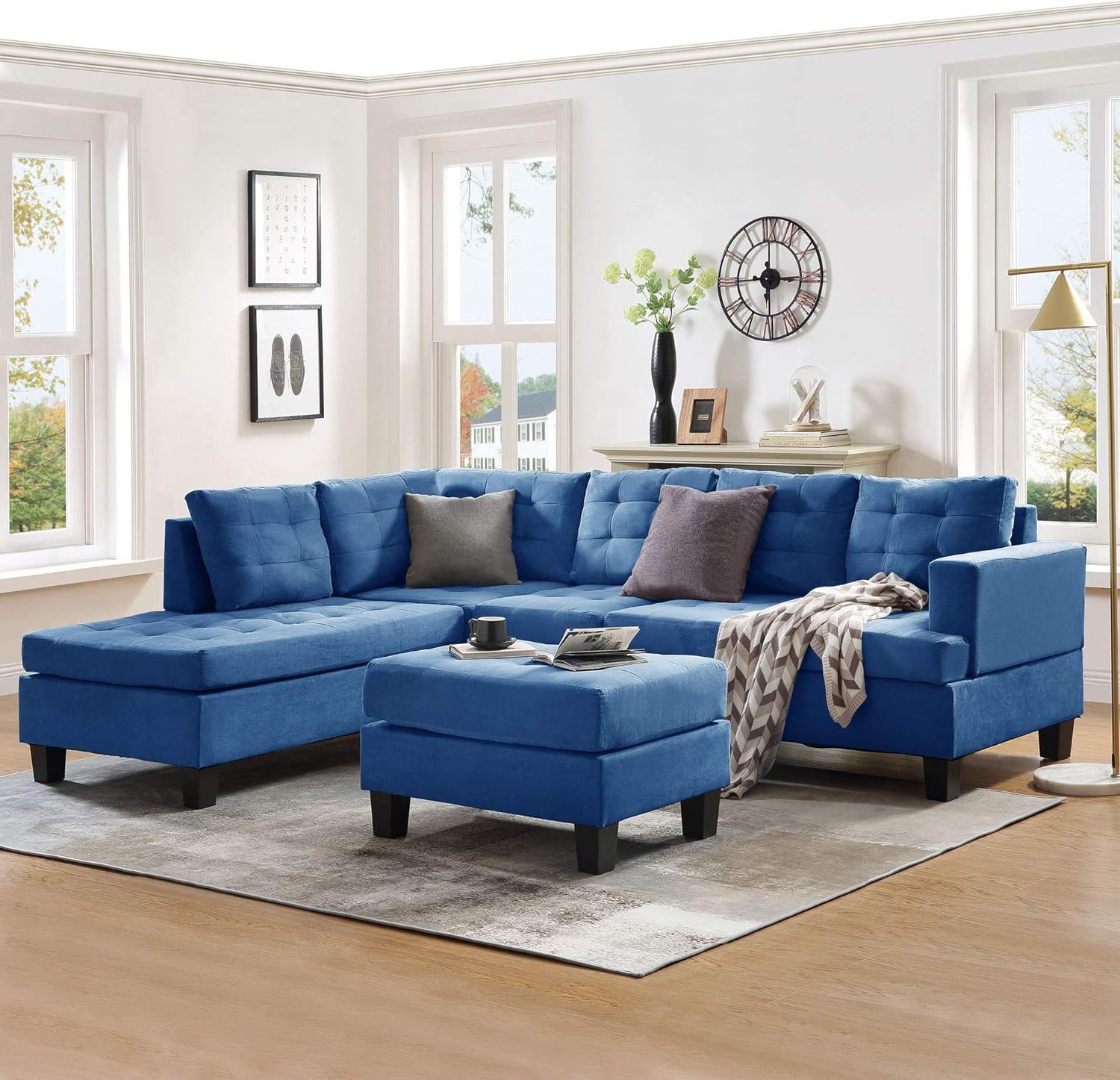 Favorite Amazon: Merax Sofa 3 Piece Sectional Sofa With Chaise And Ottoman Inside Sofas With Ottomans (View 4 of 15)