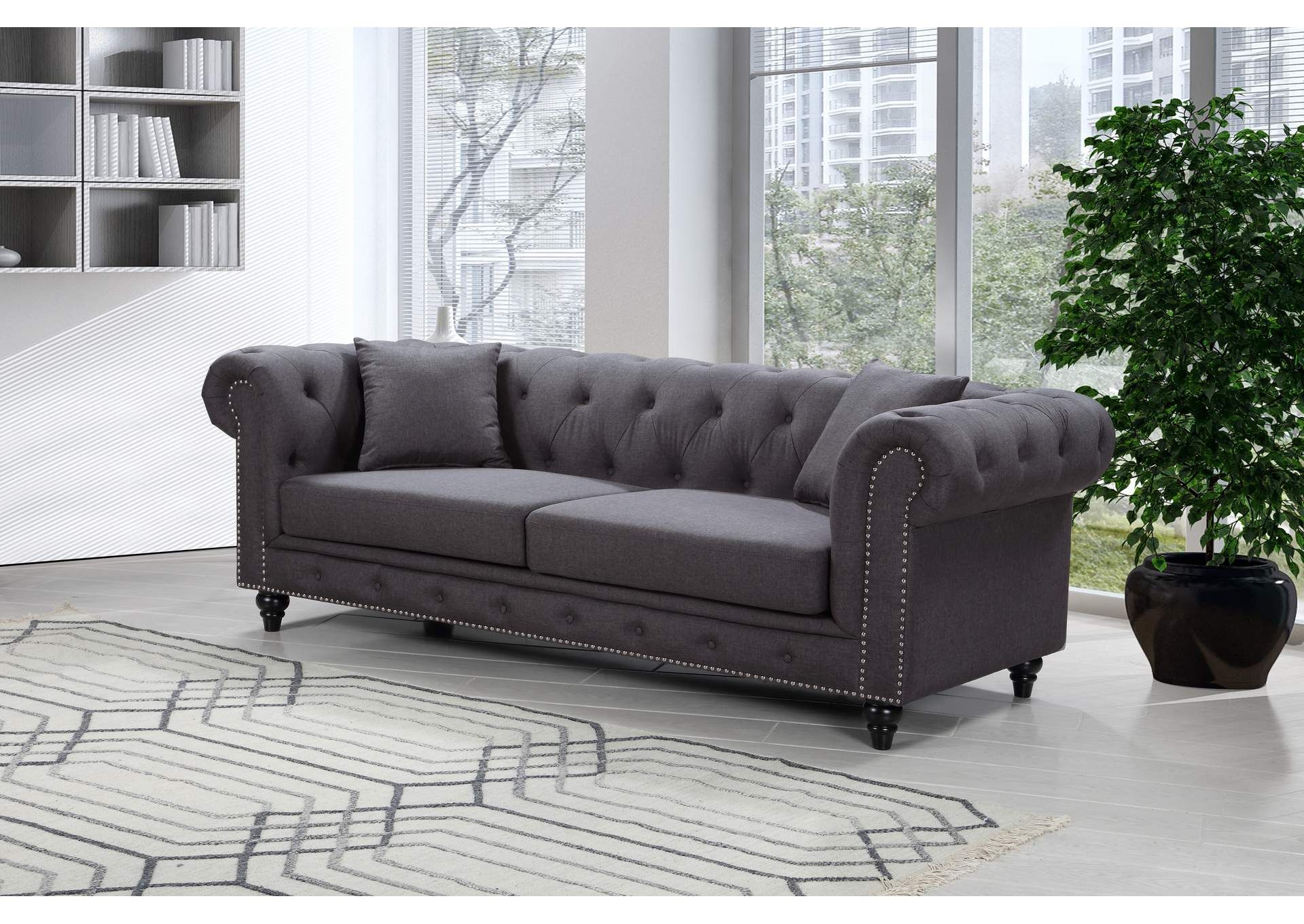 Favorite Chesterfield Grey Linen Sofa Best Buy Furniture And Mattress With Regard To Gray Linen Sofas (View 12 of 15)