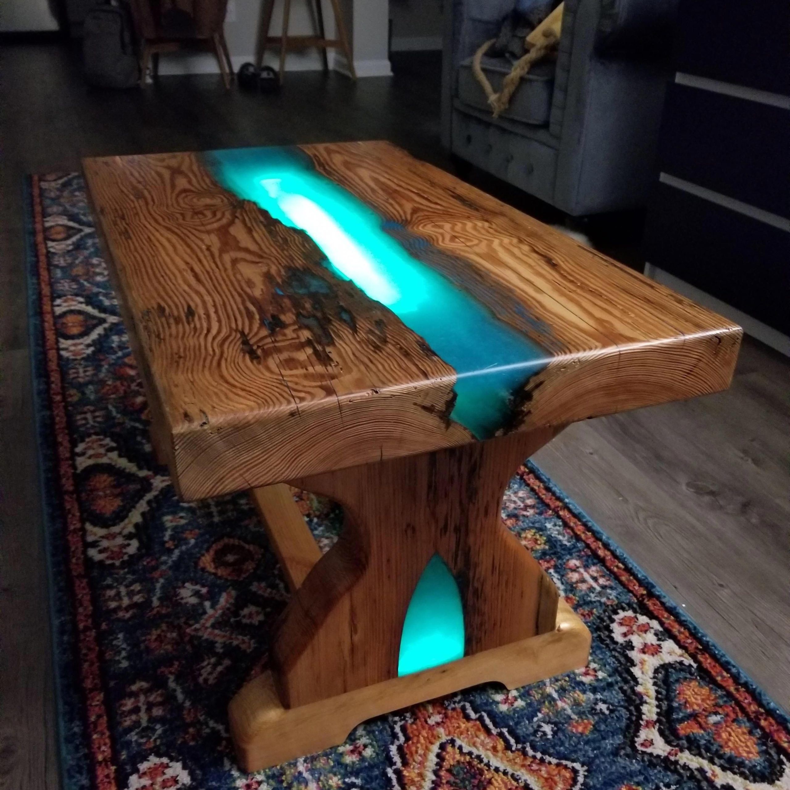 Favorite Coffee Tables With Led Lights With Regard To This Led Lit Coffee Table My Girlfriend's Dad Built For Us # (View 14 of 15)