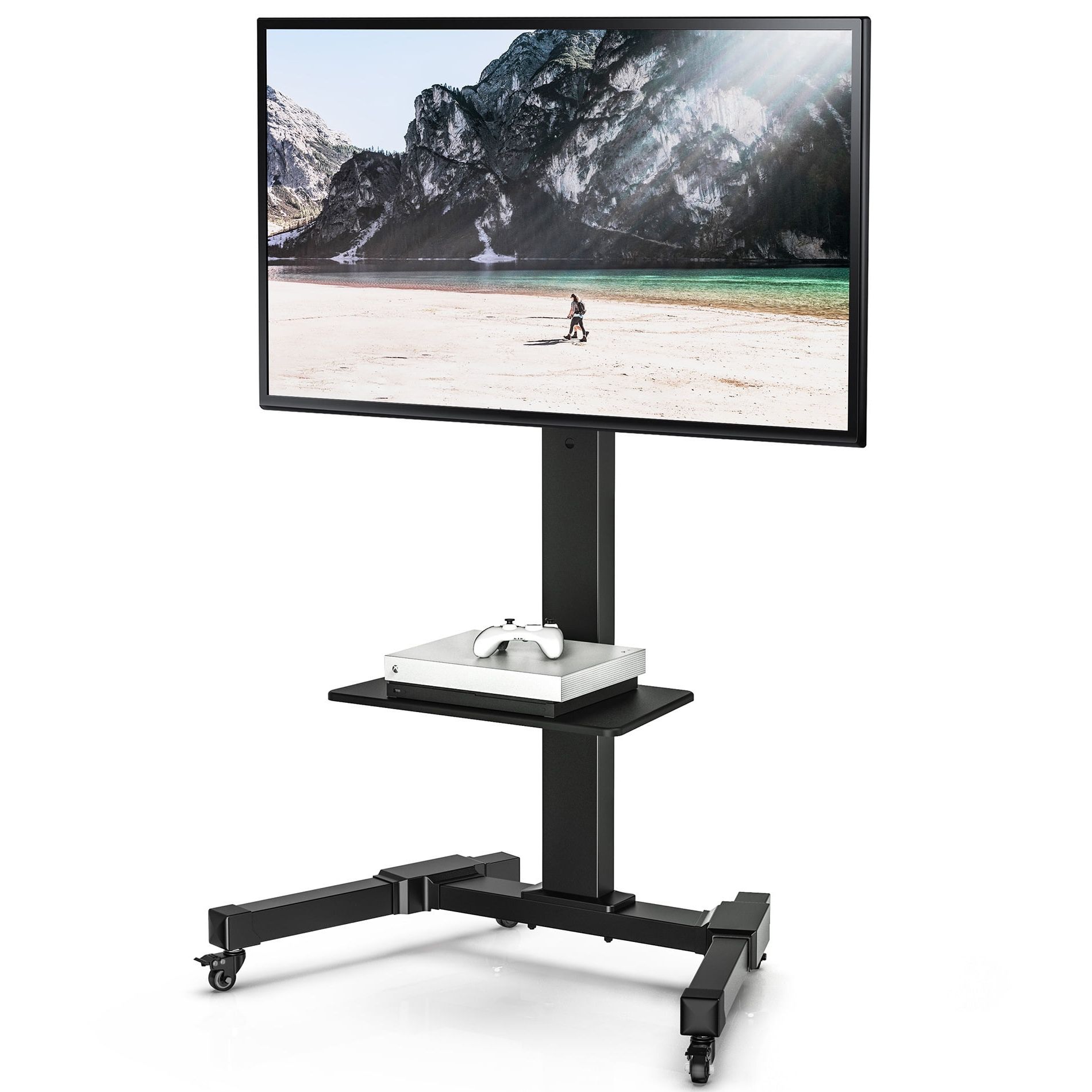 Favorite Foldable Portable Adjustable Tv Stands Inside Fitueyes Mobile Swivel Tv Stand Trolley Height Adjustable For 32 To  (View 6 of 15)