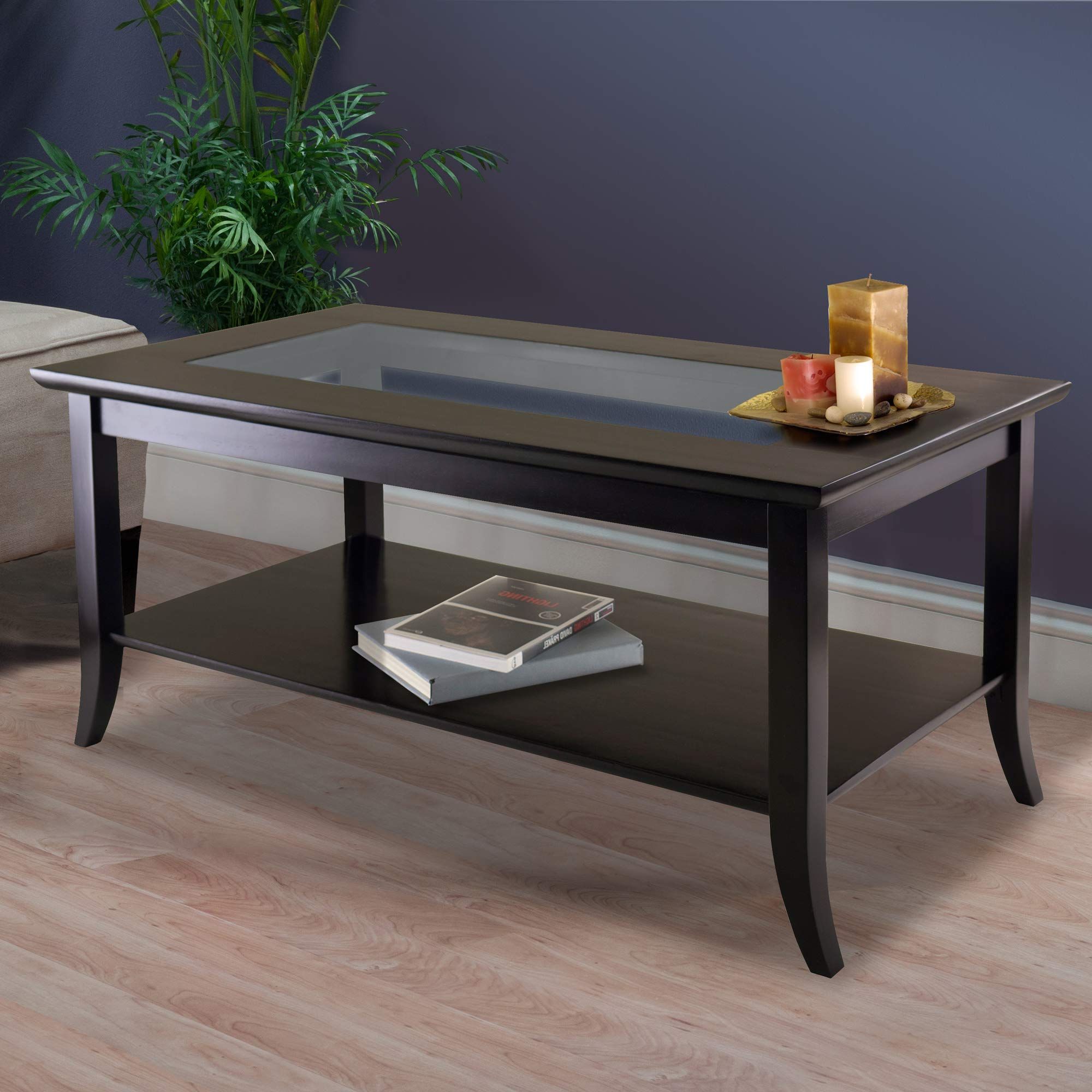 Favorite Glass Coffee Tables With Lower Shelves For Winsome Genoa Rectangular Coffee Table With Glass Top And Shelf (Photo 14 of 15)