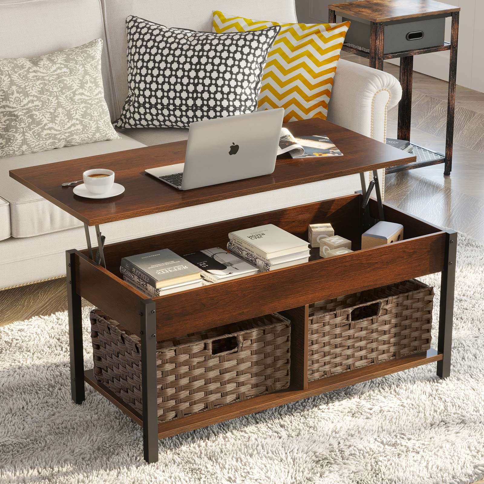 Favorite Lift Top Coffee Tables With Shelves Intended For Rolanstar Coffee Table, Lift Top Coffee Table With Storage Shelves And (Photo 7 of 15)