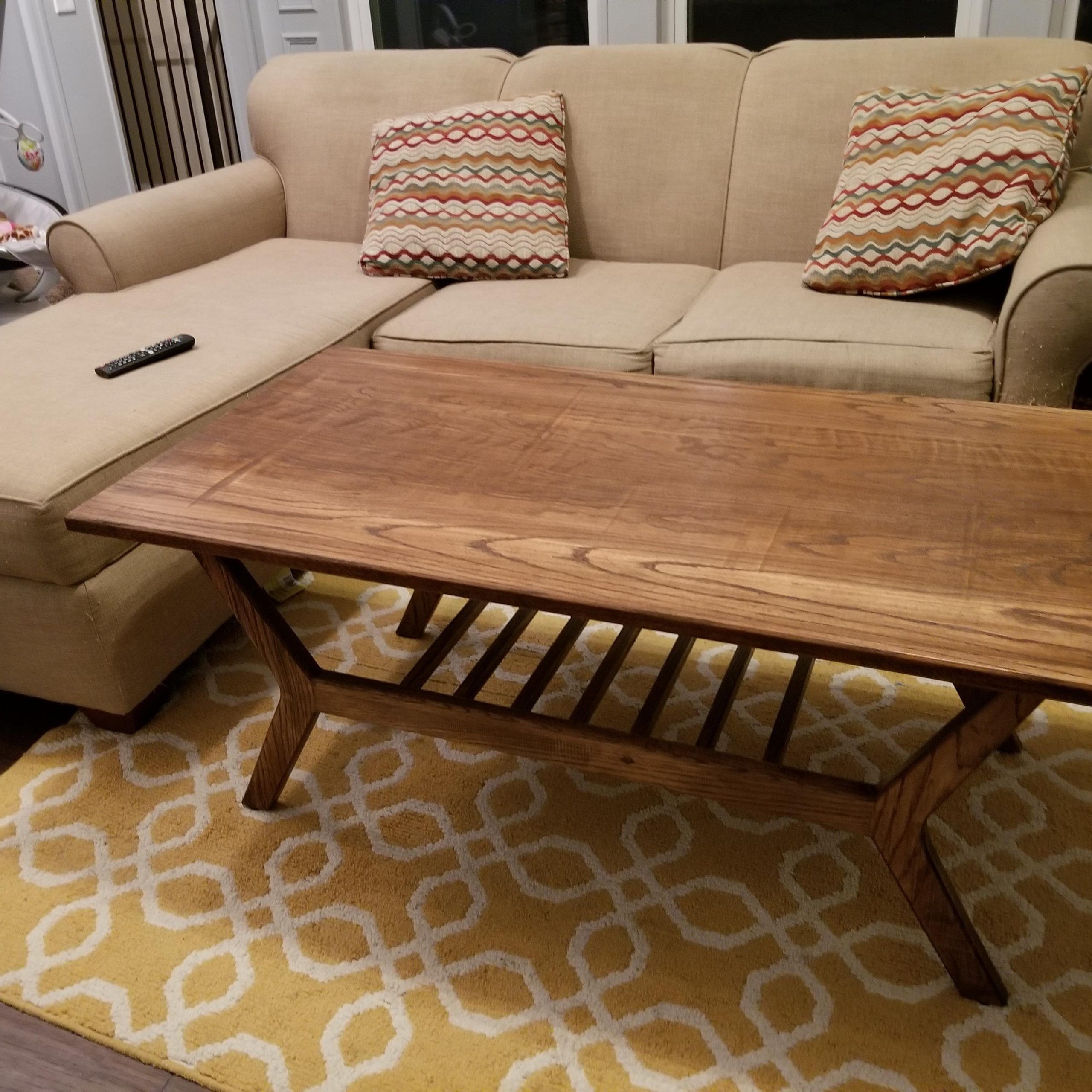 Favorite Mid Century Modern Coffee Tables Within Red Oak Mid Century Modern Coffee Table. : R/woodworking (Photo 15 of 15)