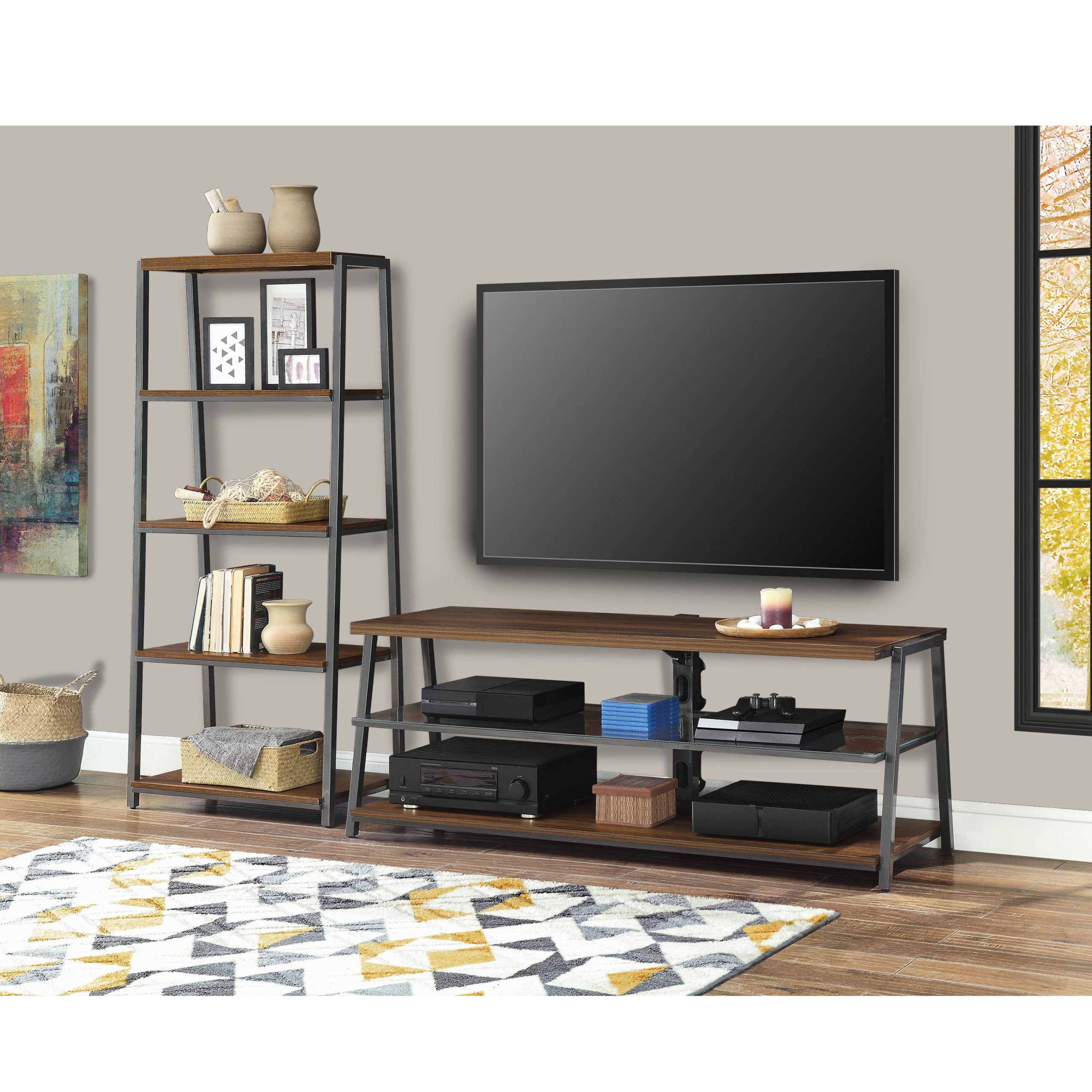 Favorite Top Shelf Mount Tv Stands Throughout Mainstays Arris Tv Stand For 70" Flat Panel Tvs And 4 Shelf Tower Book (View 9 of 15)