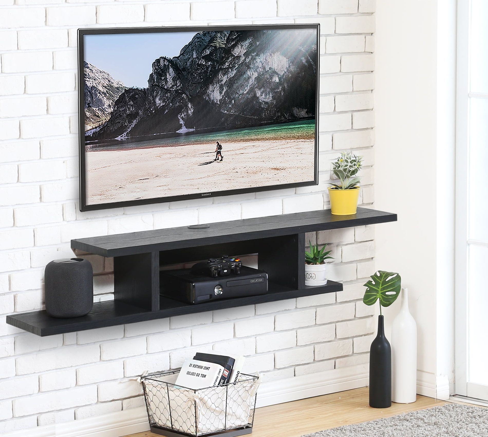 Fitueyes Floating Wall Mounted Tv Console Storage Shelf Modern Tv Stand In Well Liked Modern Stands With Shelves (View 7 of 15)
