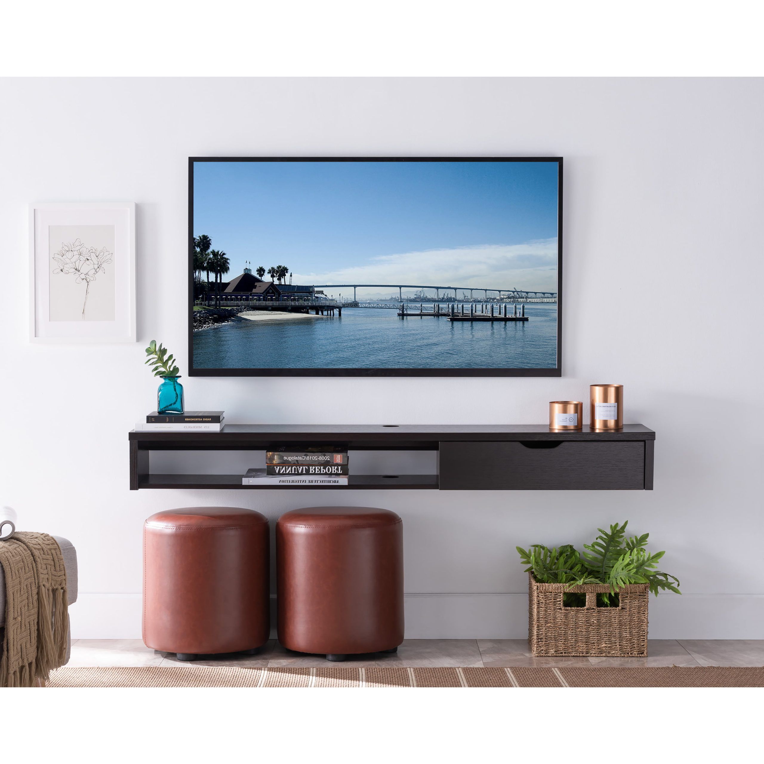 Floating Stands For Tvs Within Popular Furniture Of America Eponine Multi Storage Floating Tv Stand (View 2 of 15)