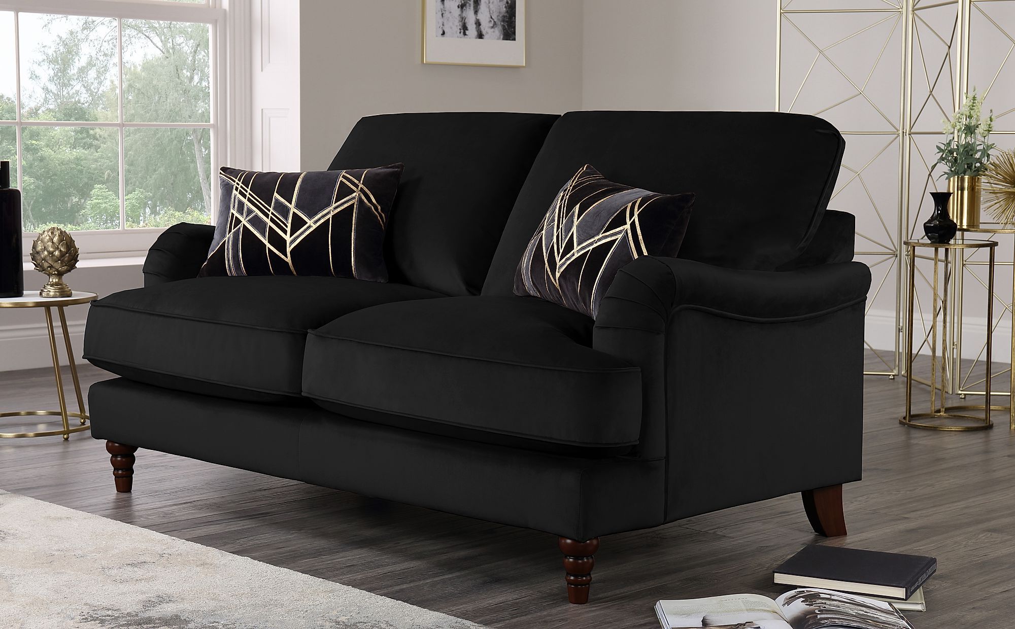 Featured Photo of 15 The Best 2 Seater Black Velvet Sofa Beds