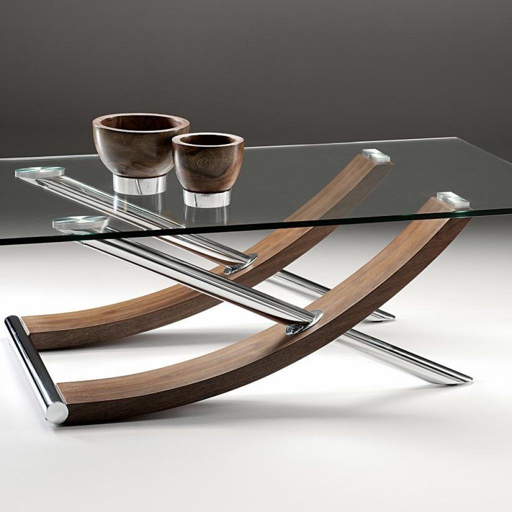 Glass Chrome And Wood Coffee Table (Photo 6 of 15)