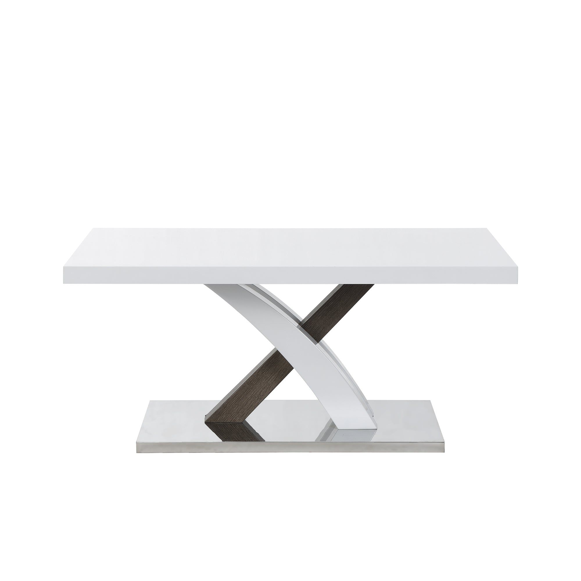 Glossy Finished Metal Coffee Tables Pertaining To Most Current Basel High Gloss White Coffee Table With Stainless Steel Base  (View 11 of 15)