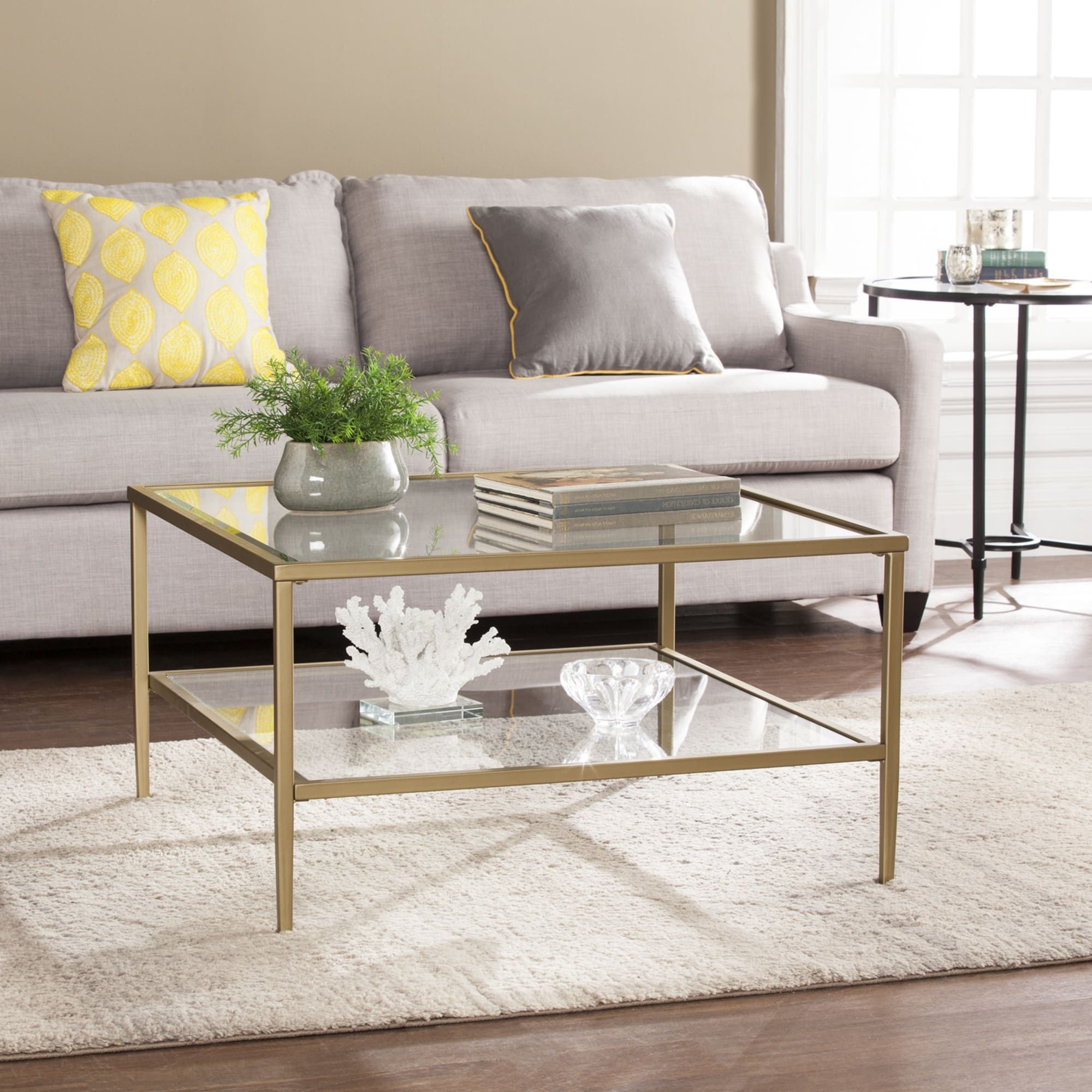 Gold Metal Glass Coffee Table — Pier 1 With 2019 Metal 1 Shelf Coffee Tables (Photo 8 of 15)