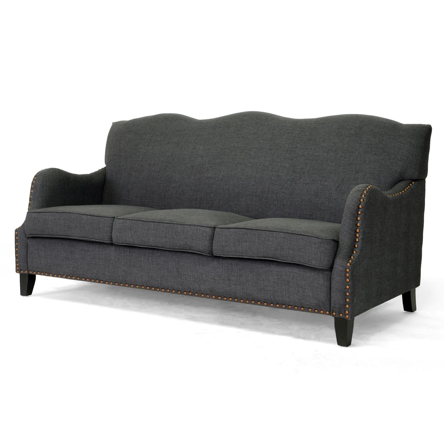 Gray Linen Sofas With Regard To Famous The Dark Charcoal Grey Linen Sofa Features Stylish Curves On The (View 15 of 15)